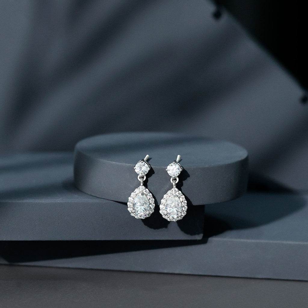 2.50 CT Moissanite Bridal Dangle Earrings in Prong Setting
