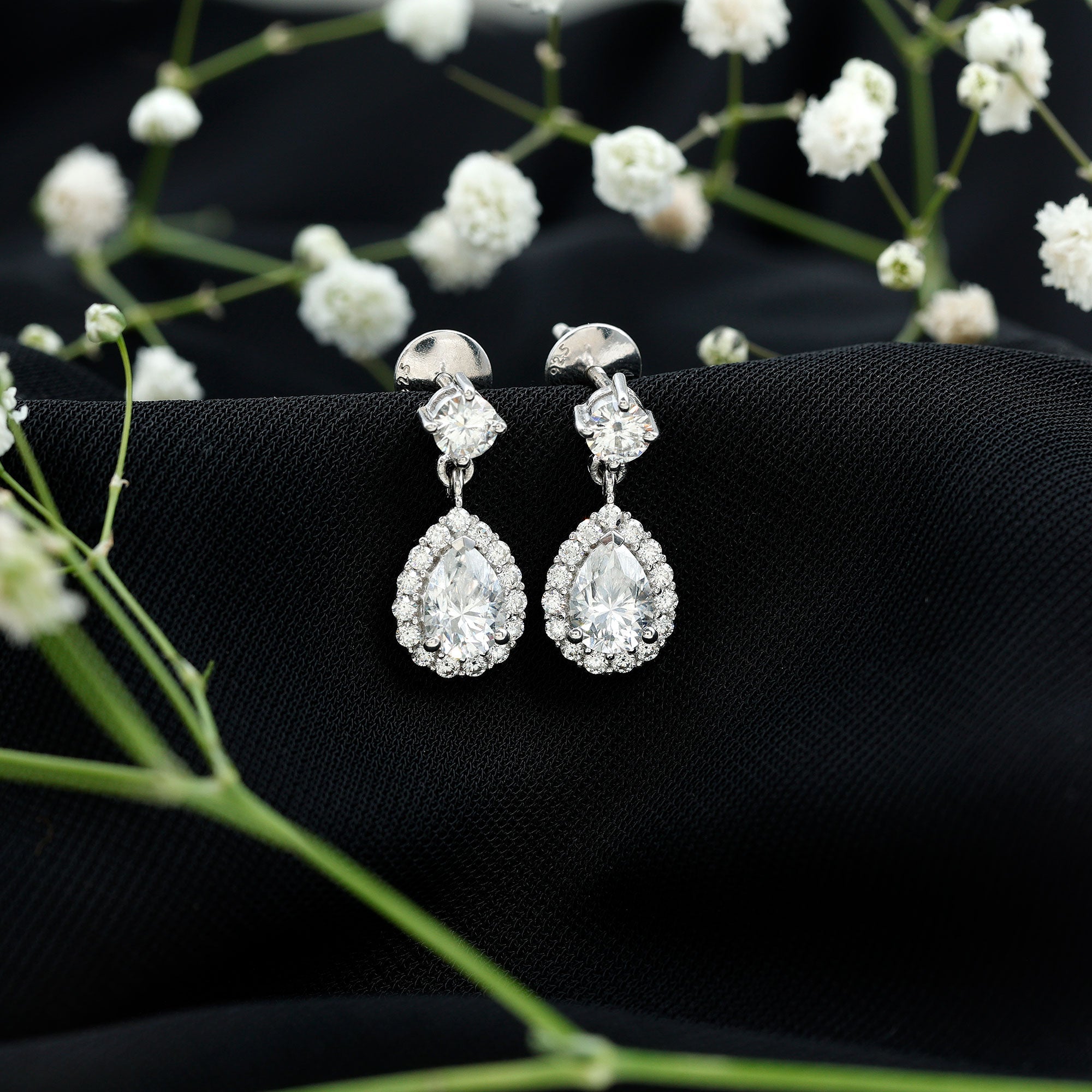 2.50 CT Moissanite Bridal Dangle Earrings in Prong Setting