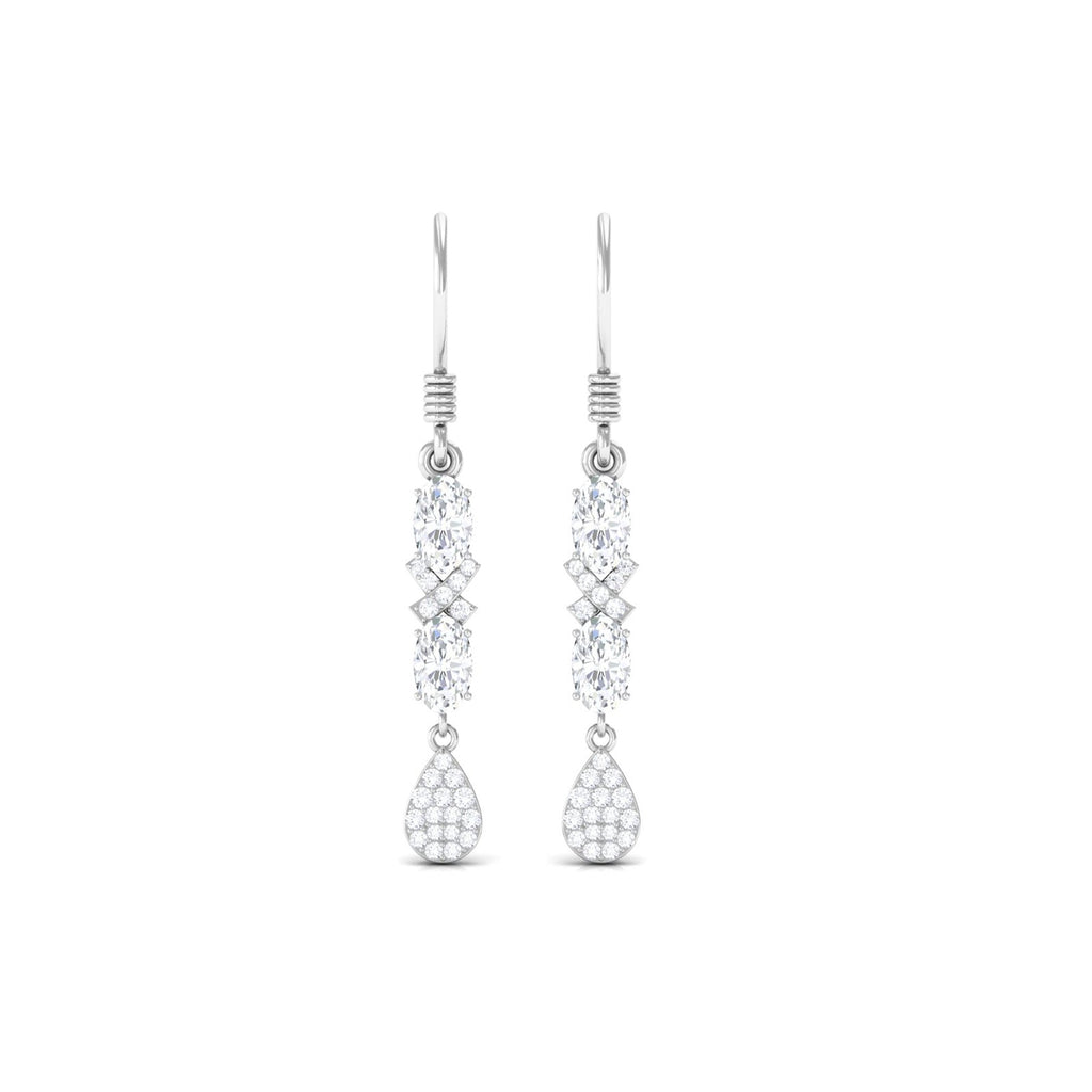 1.5 CT Round and Oval Cut Moissanite Dangle Earrings