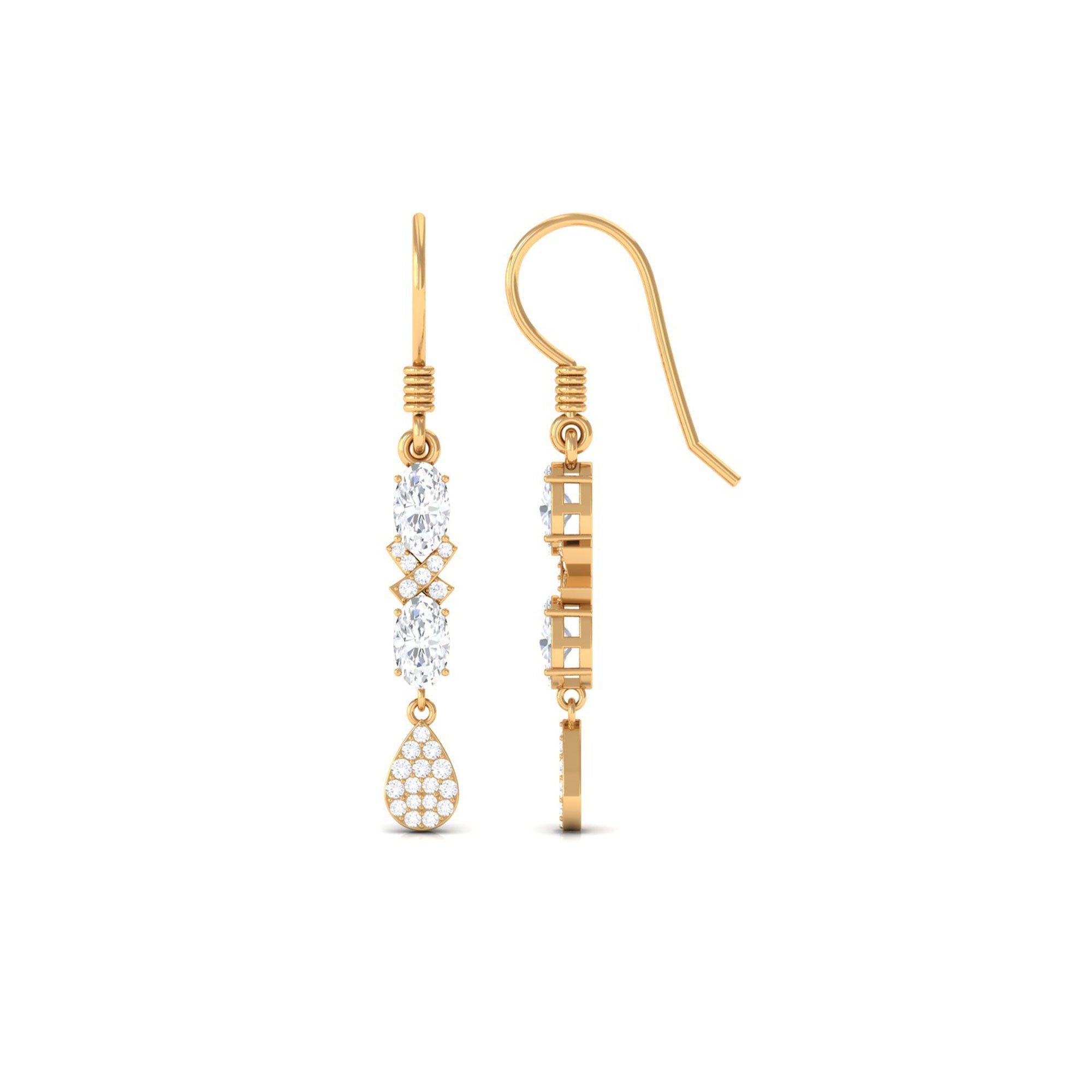 1.5 CT Round and Oval Cut Moissanite Dangle Earrings