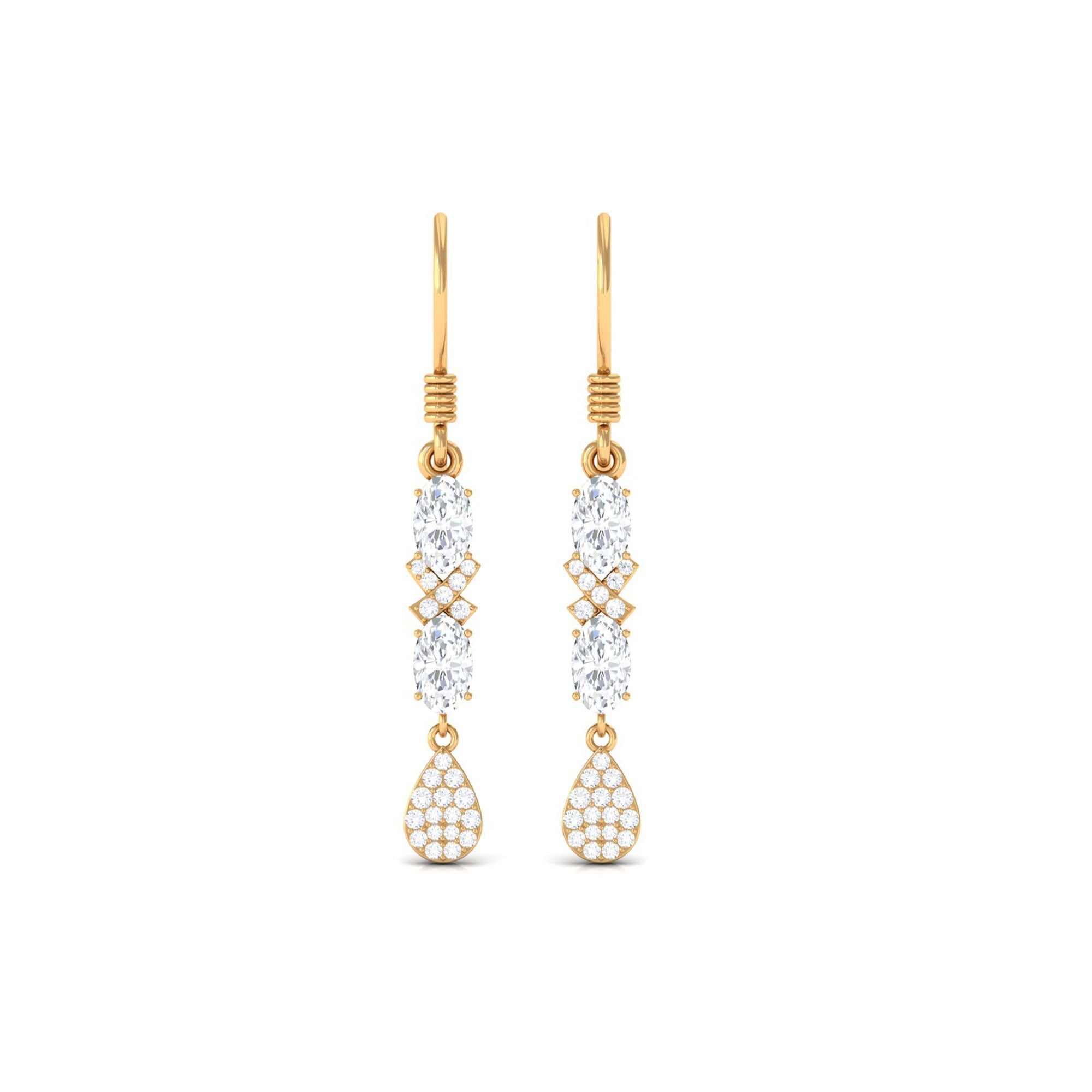 1.5 CT Round and Oval Cut Moissanite Dangle Earrings