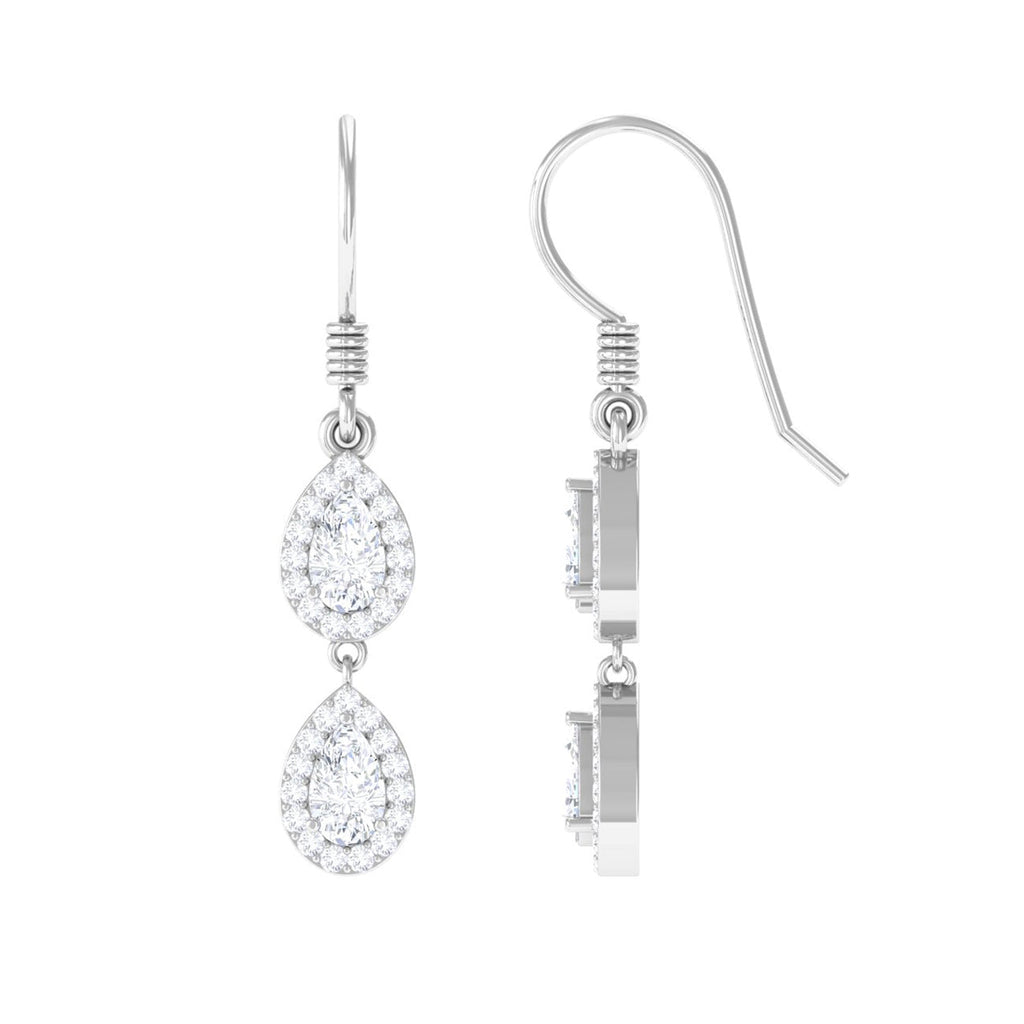 1 CT Pear and Round Cut Moissanite Dangle Earrings