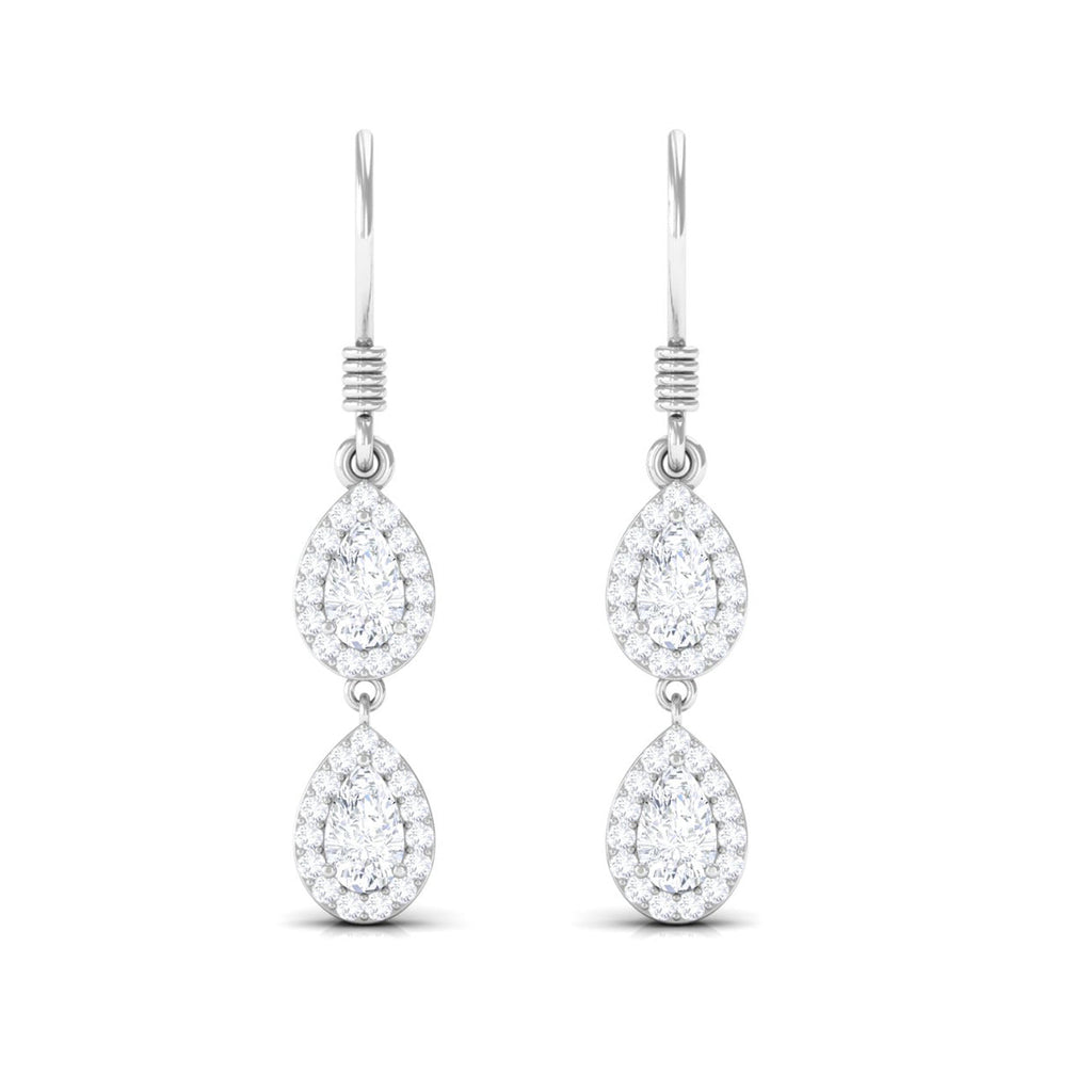 1 CT Pear and Round Cut Moissanite Dangle Earrings