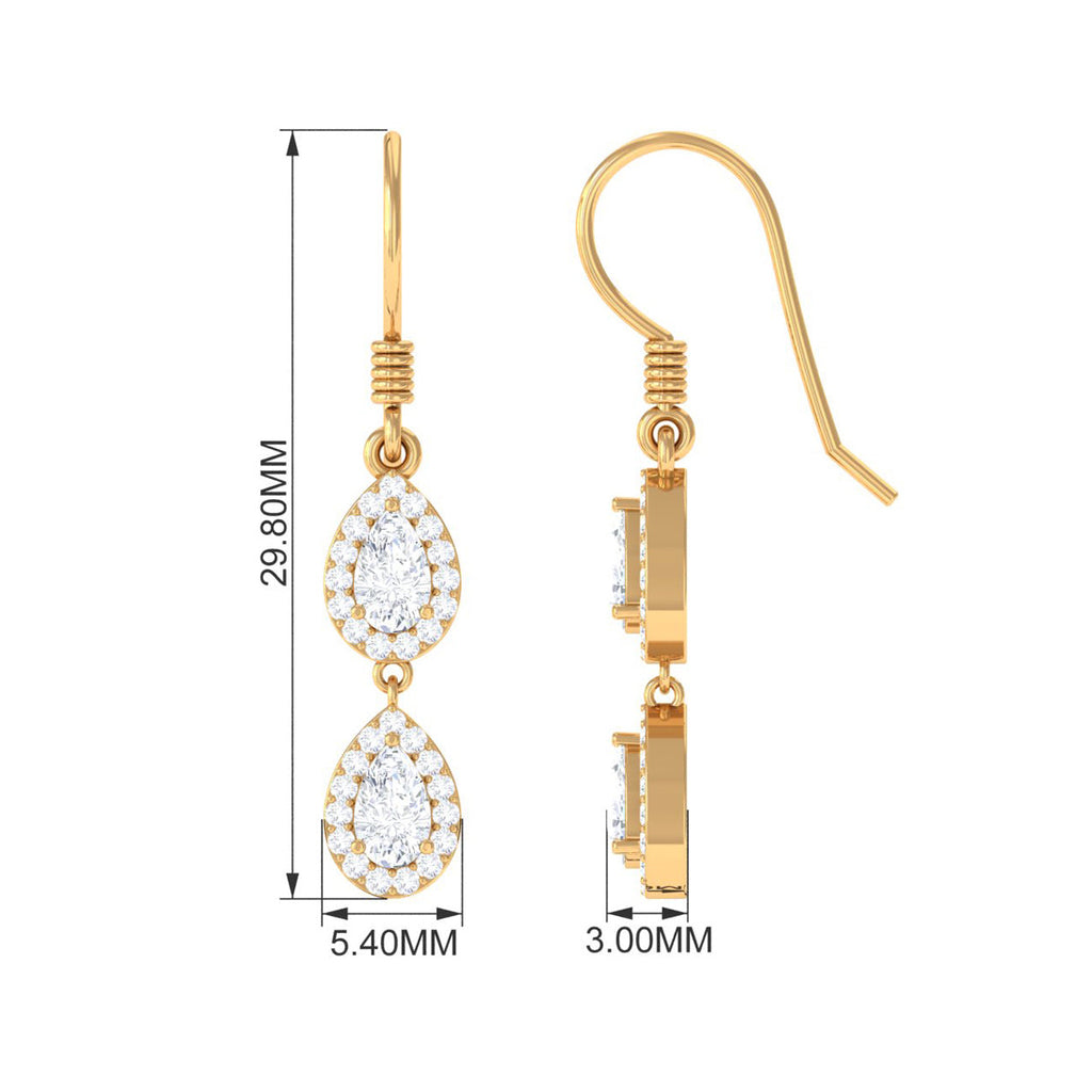 1 CT Pear and Round Cut Moissanite Dangle Earrings