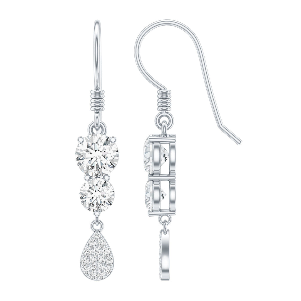 1.75 CT Moissanite Minimal Dangle Earrings in Gold