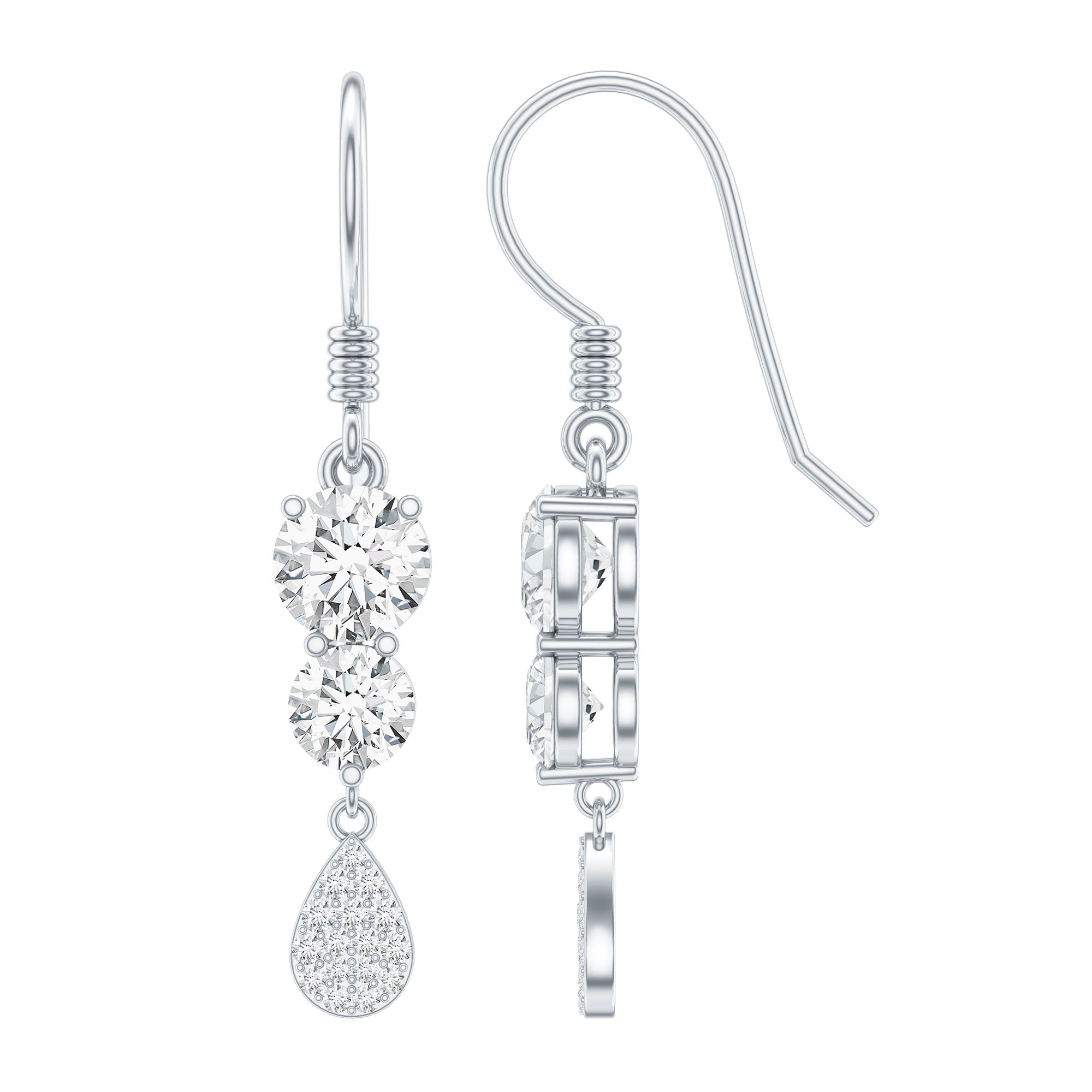 1.75 CT Moissanite Minimal Dangle Earrings in Gold