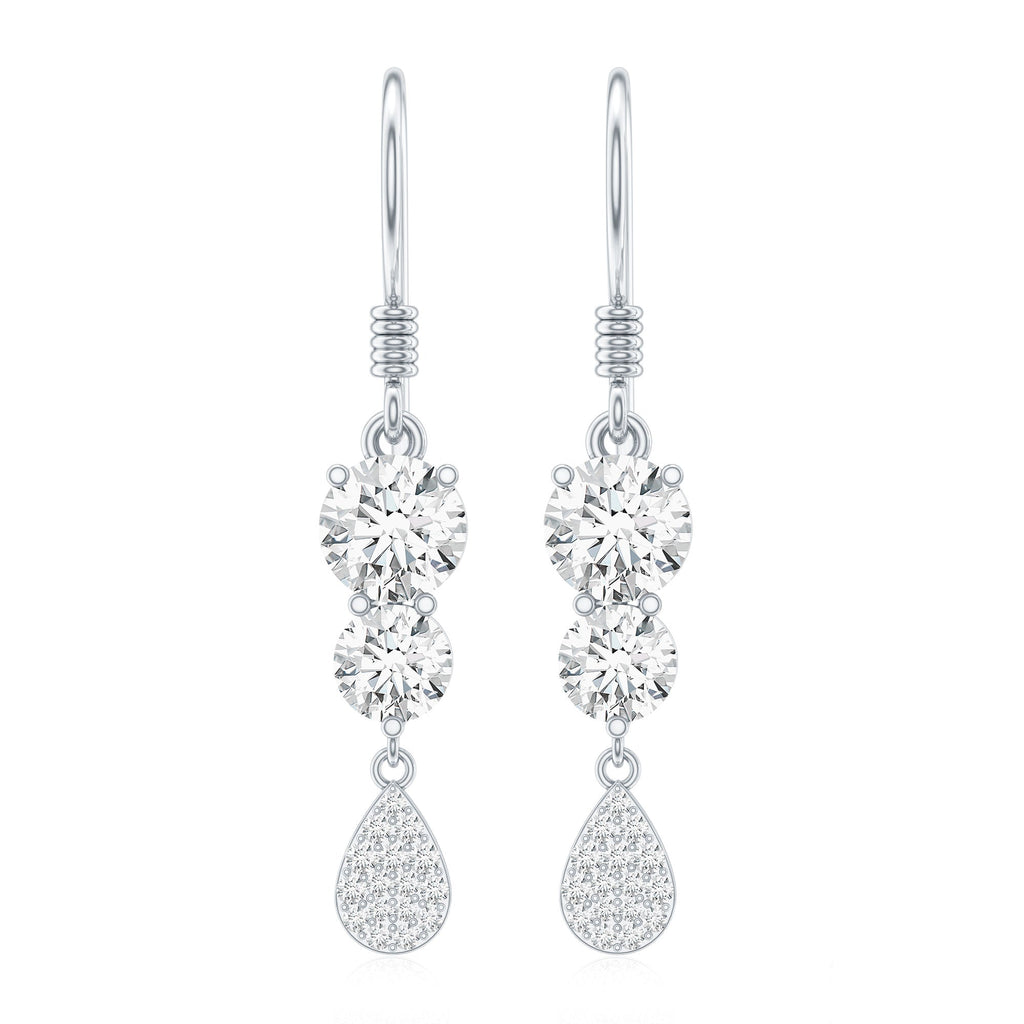 1.75 CT Moissanite Minimal Dangle Earrings in Gold