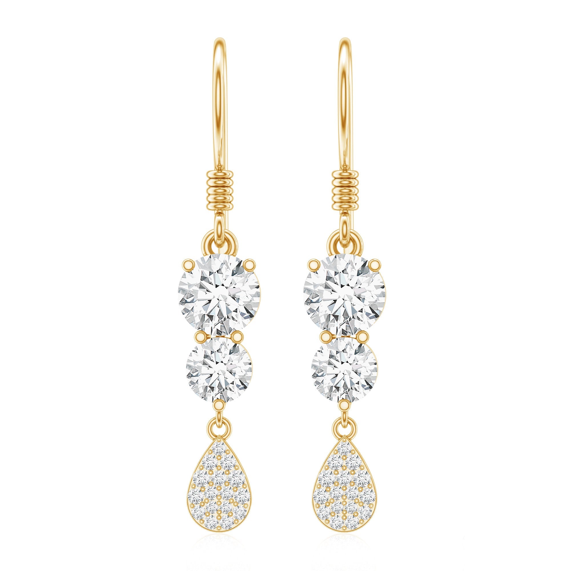 1.75 CT Moissanite Minimal Dangle Earrings in Gold