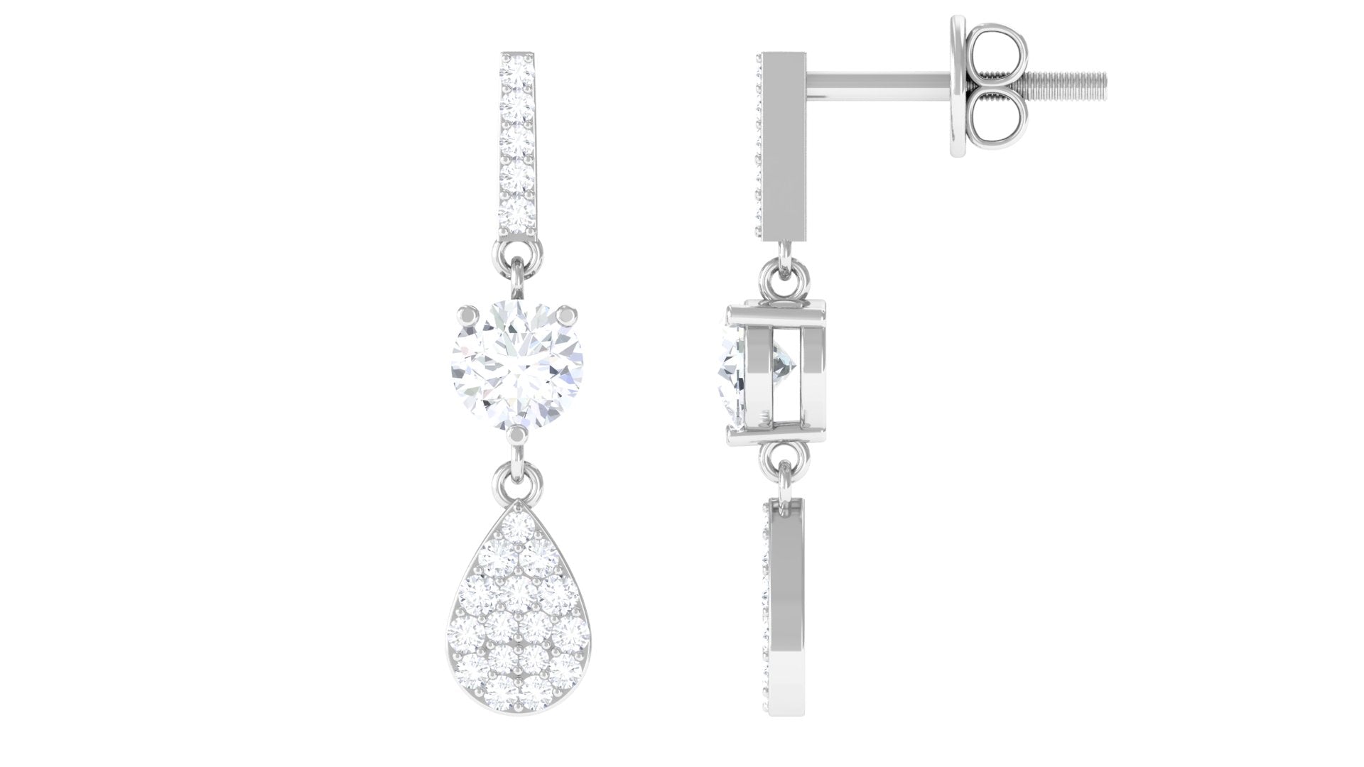 1 CT Round Cut Moissanite Classic Dangle Drop Earrings