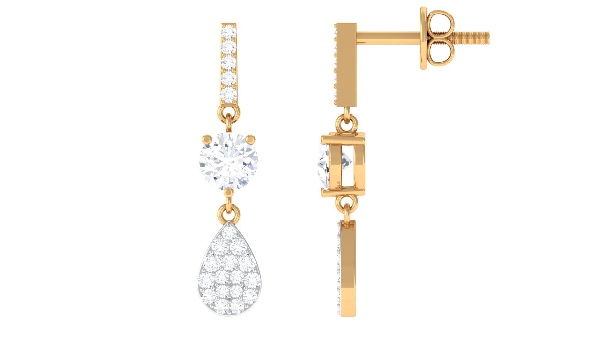 1 CT Round Cut Moissanite Classic Dangle Drop Earrings