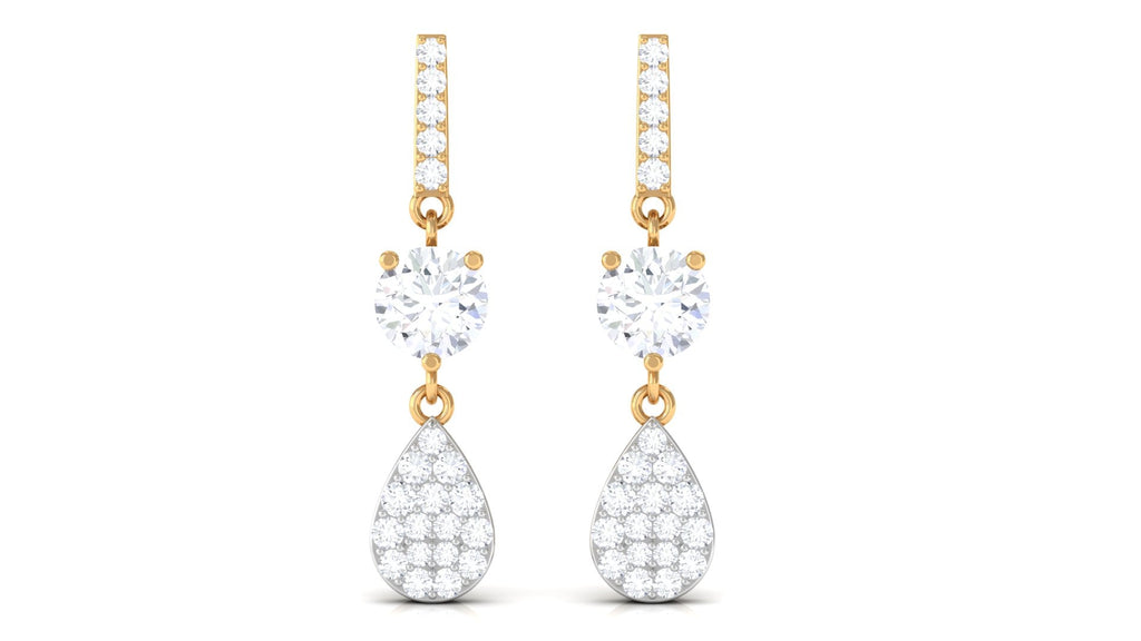 1 CT Round Cut Moissanite Classic Dangle Drop Earrings