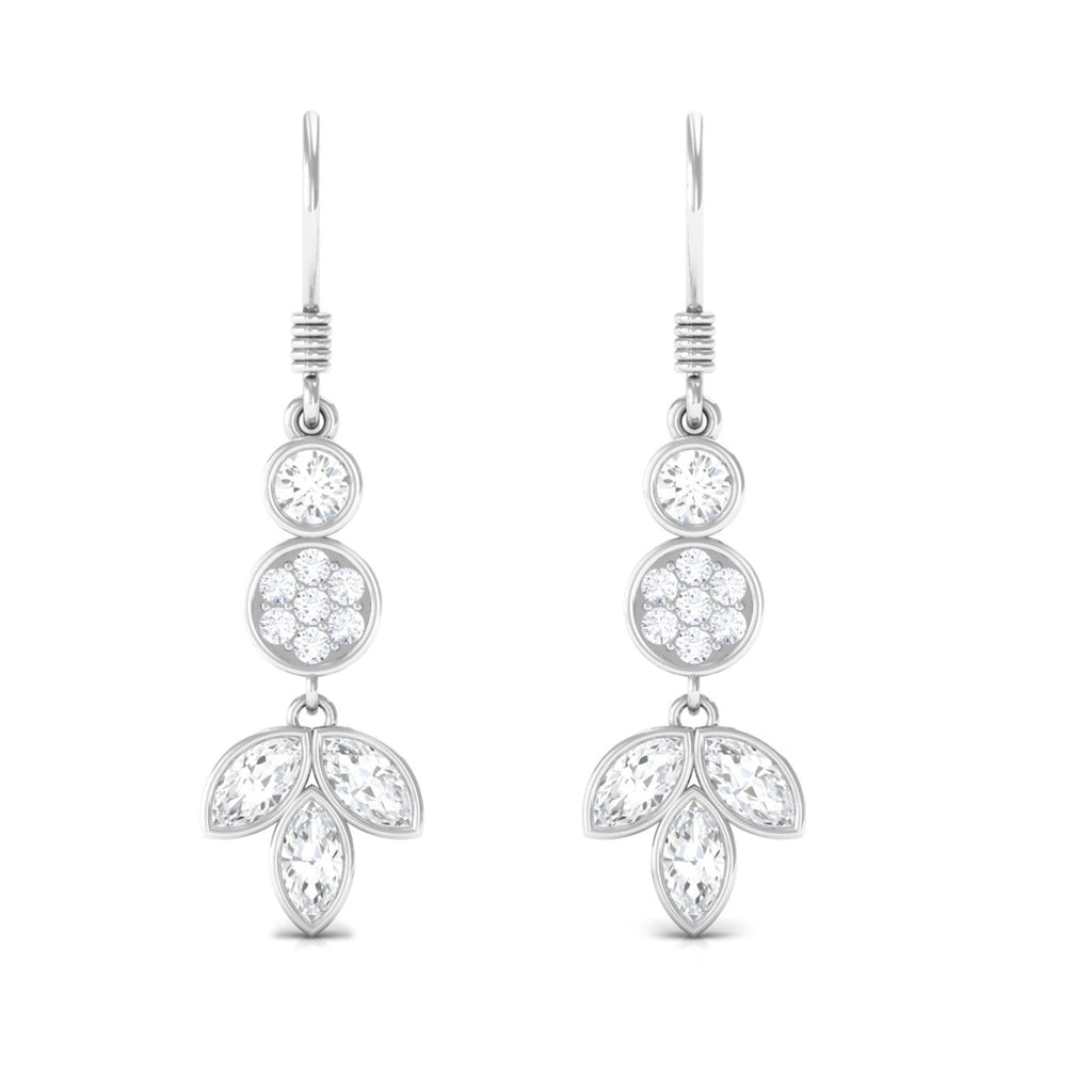 1.75 CT Marquise and Round Cut Moissanite Leaf Dangle Earrings