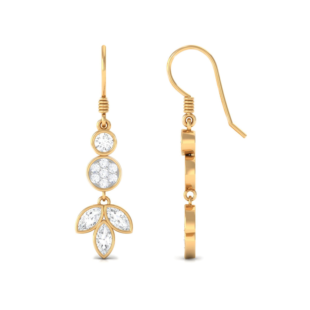 1.75 CT Marquise and Round Cut Moissanite Leaf Dangle Earrings