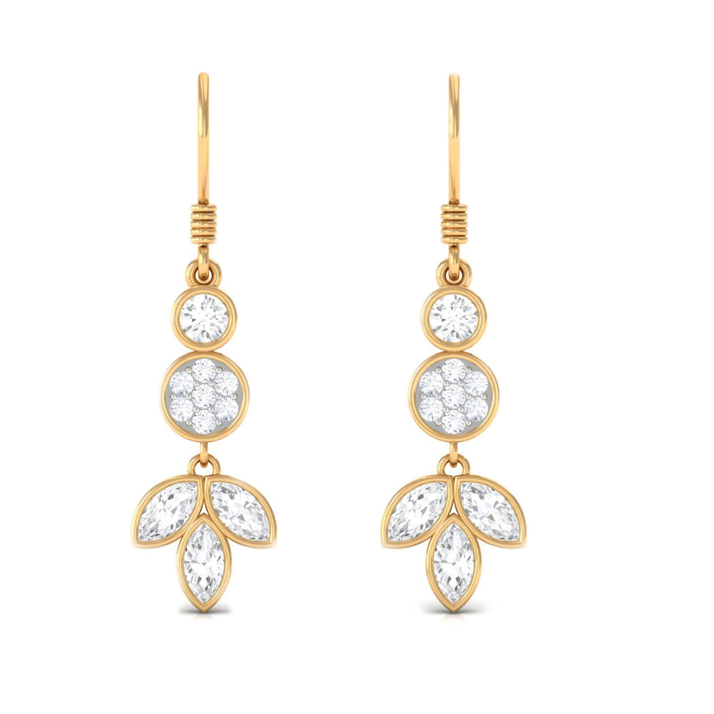 1.75 CT Marquise and Round Cut Moissanite Leaf Dangle Earrings