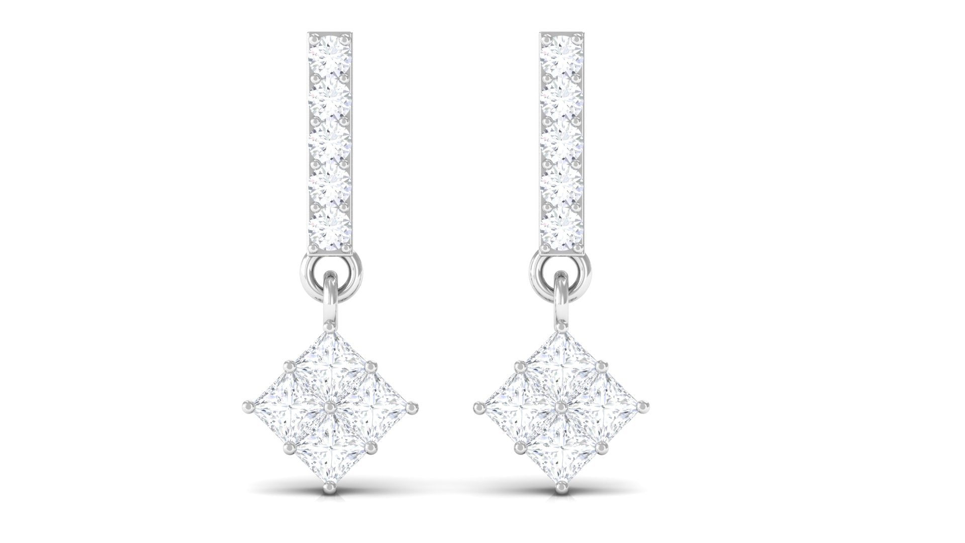 3/4 CT Contemporary Moissanite Dangle Earrings