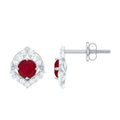 Natural Ruby Diamond Stud Earrings for Women