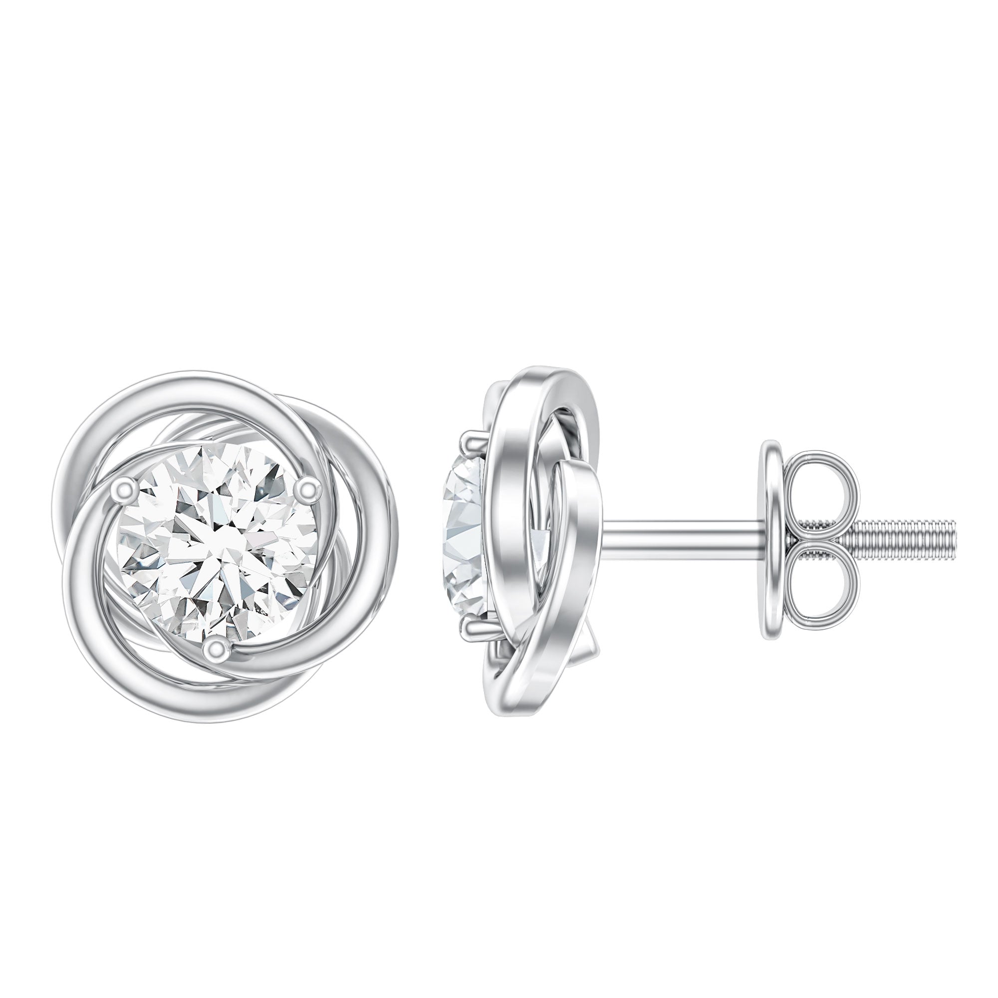 Certified Lab Grown Diamond Swirl Earrings With Screw Back