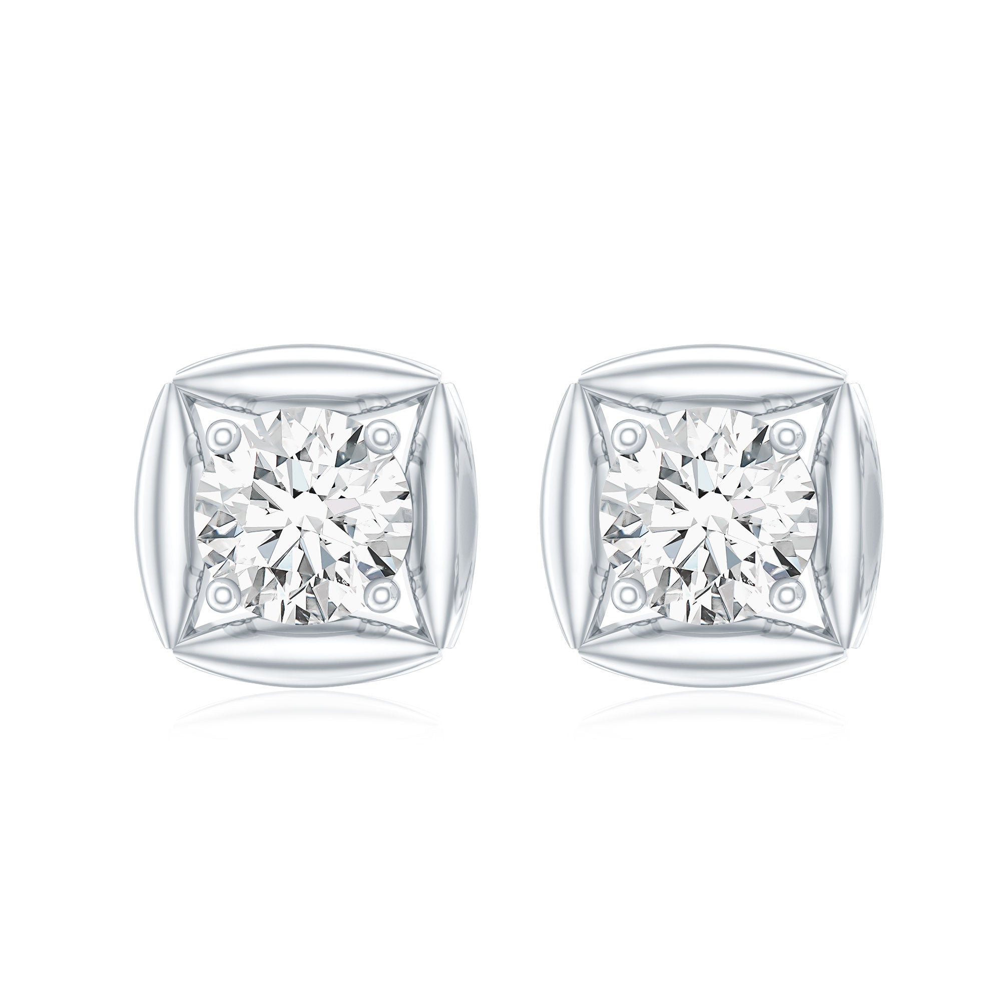 5 MM Round Lab Grown Diamond Stud Earrings With Screw Back