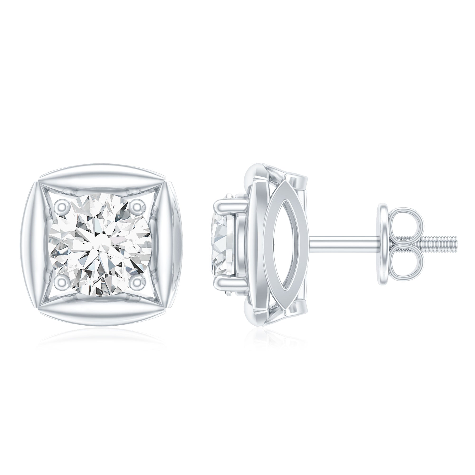 5 MM Round Lab Grown Diamond Stud Earrings With Screw Back