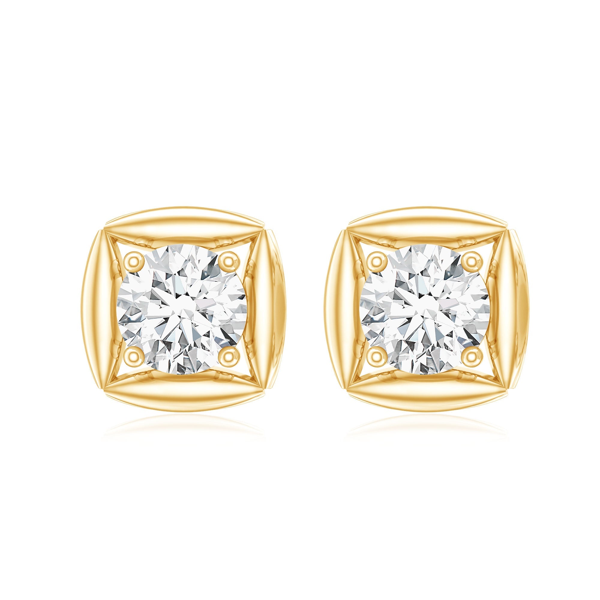 5 MM Round Lab Grown Diamond Stud Earrings With Screw Back