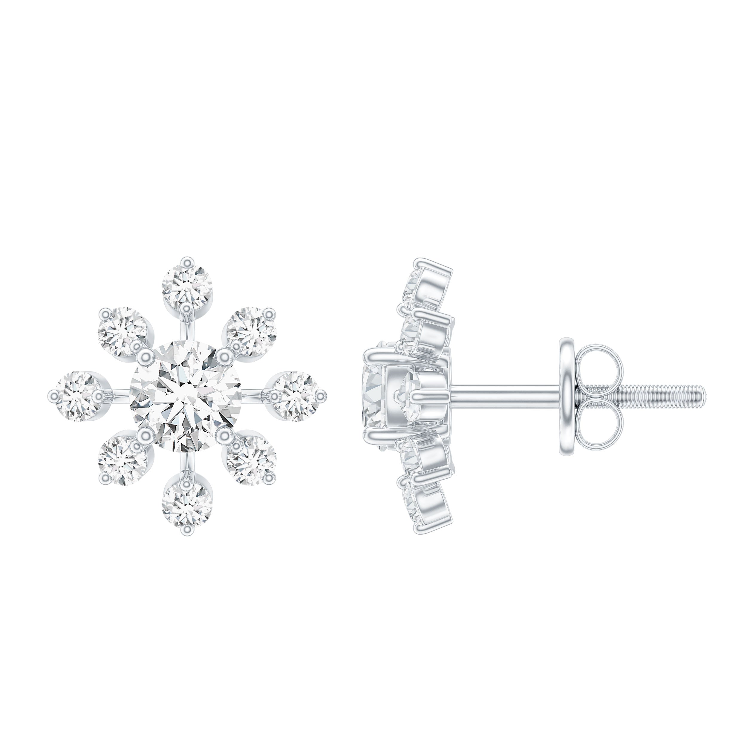 Certified Lab Grown Diamond Snowflake Stud Earrings
