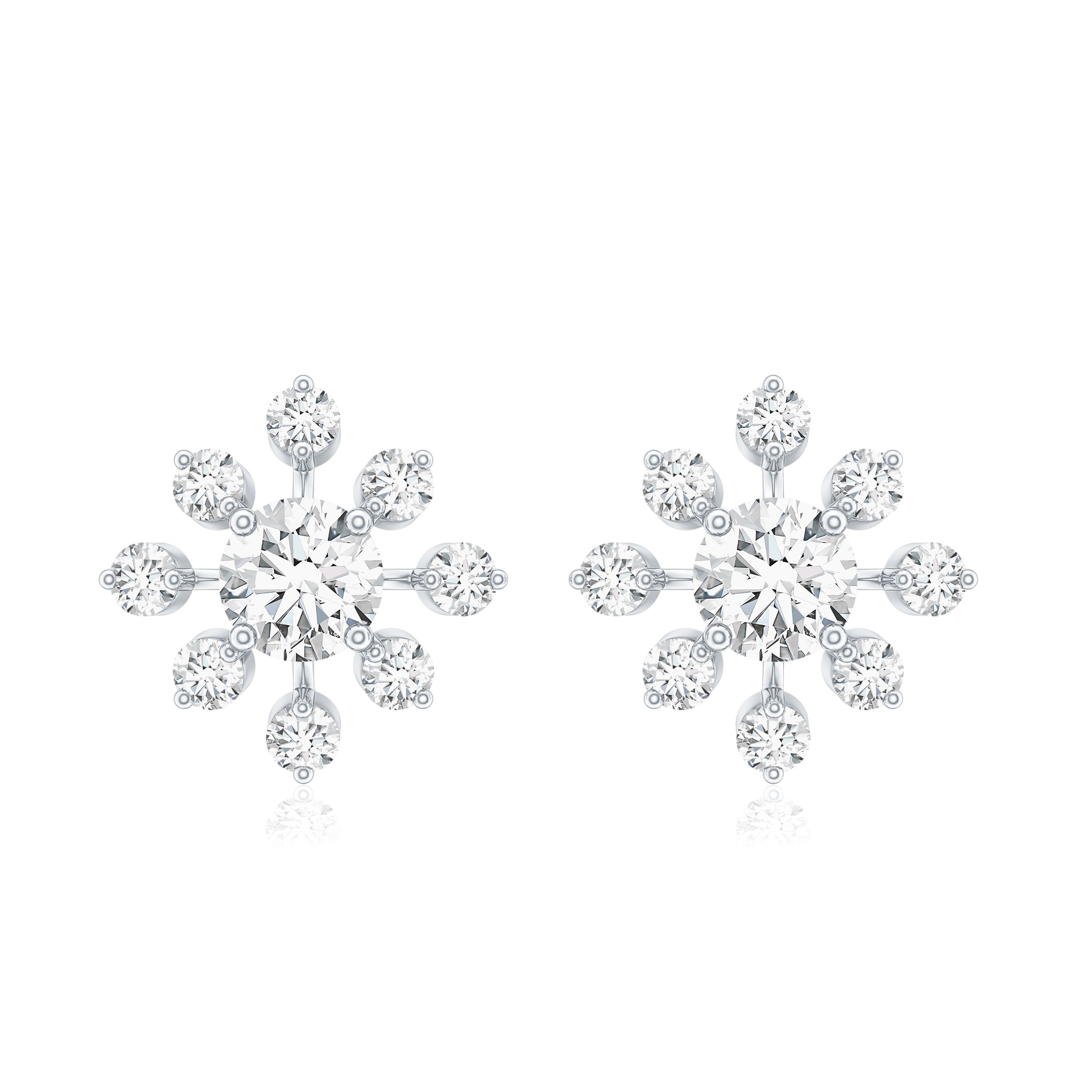 Certified Lab Grown Diamond Snowflake Stud Earrings