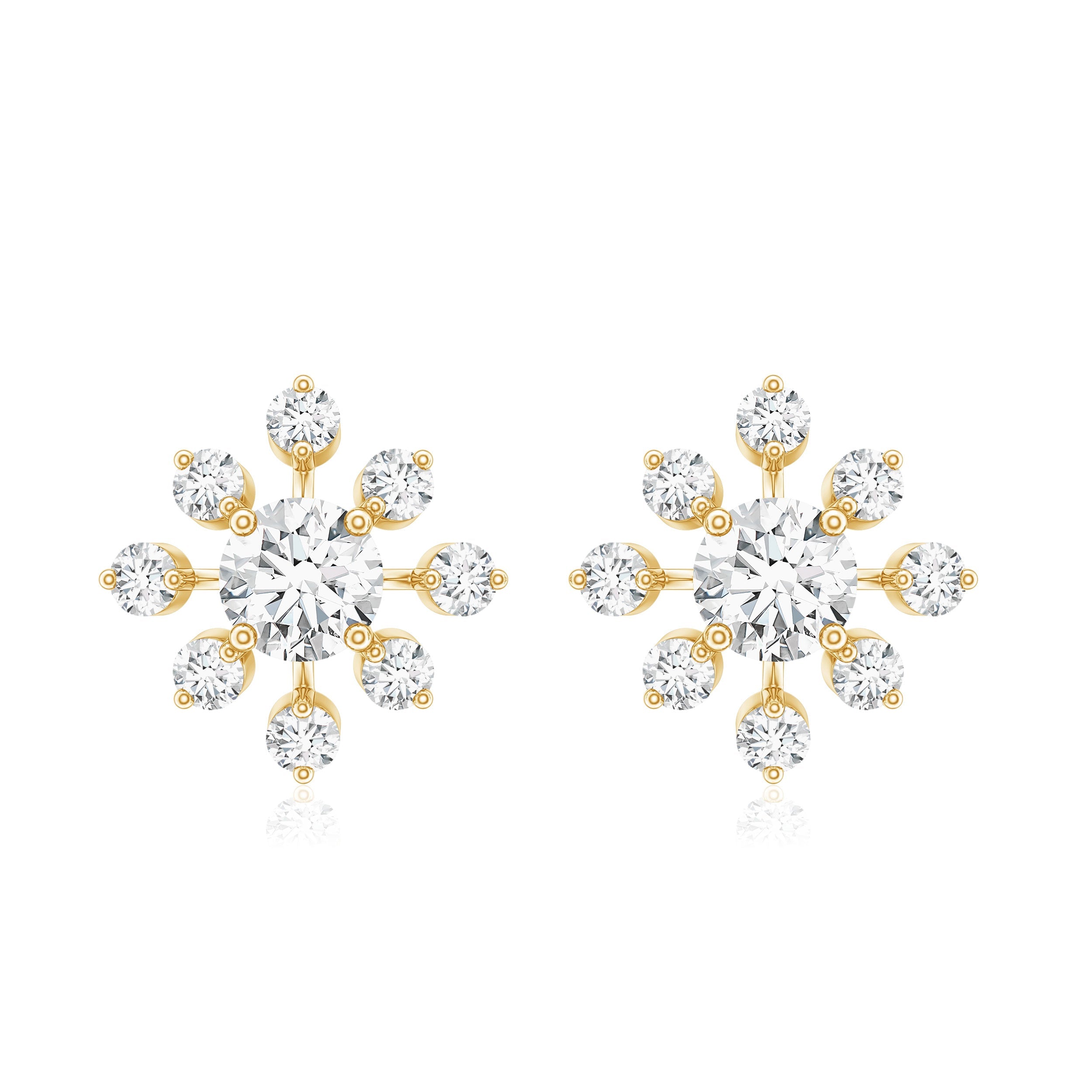 Certified Lab Grown Diamond Snowflake Stud Earrings