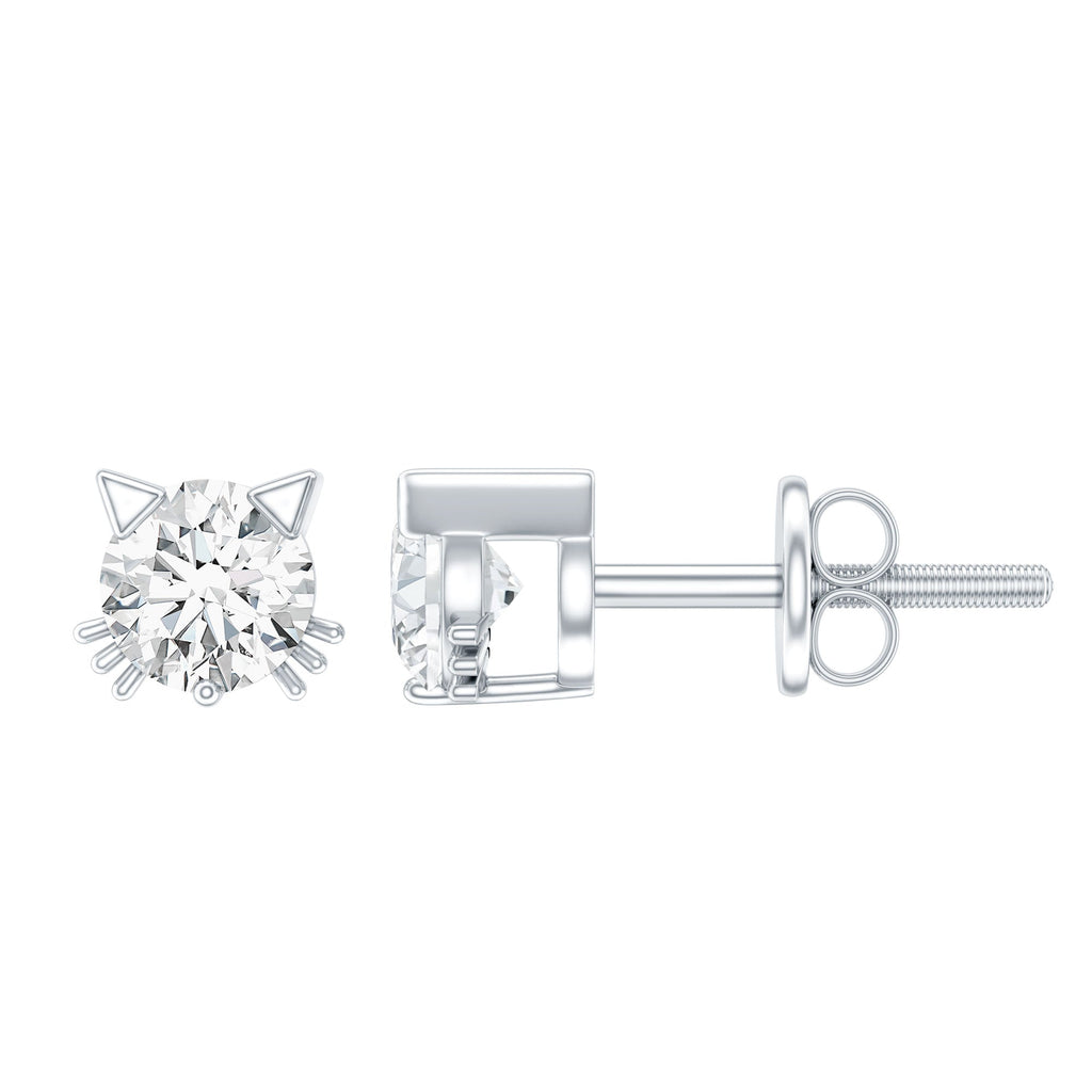 Certified 6MM Lab Grown Diamond Cute Cat Earrings