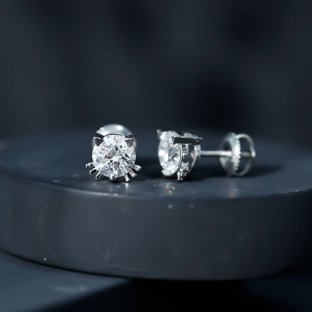 Certified 6MM Lab Grown Diamond Cute Cat Earrings