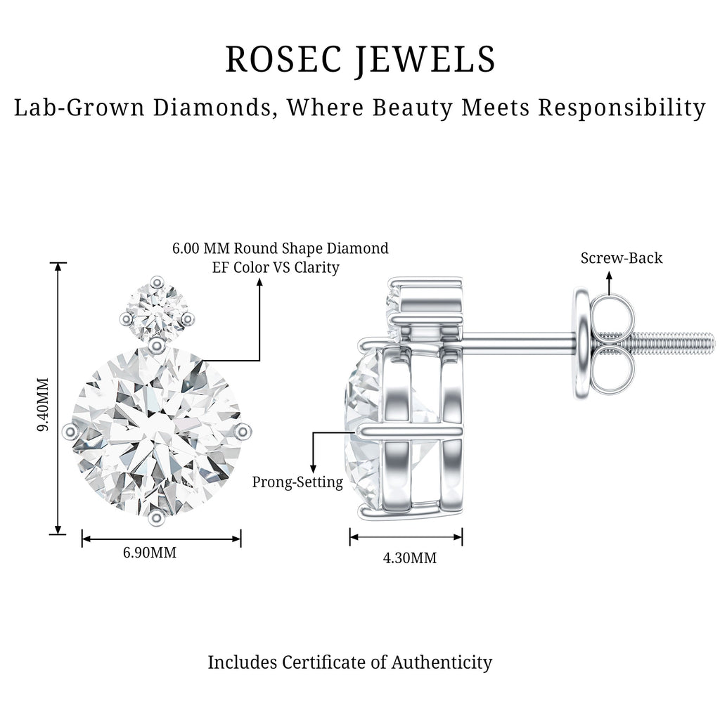 Lab 6 MM Round Diamond Solitaire Stud Earrings