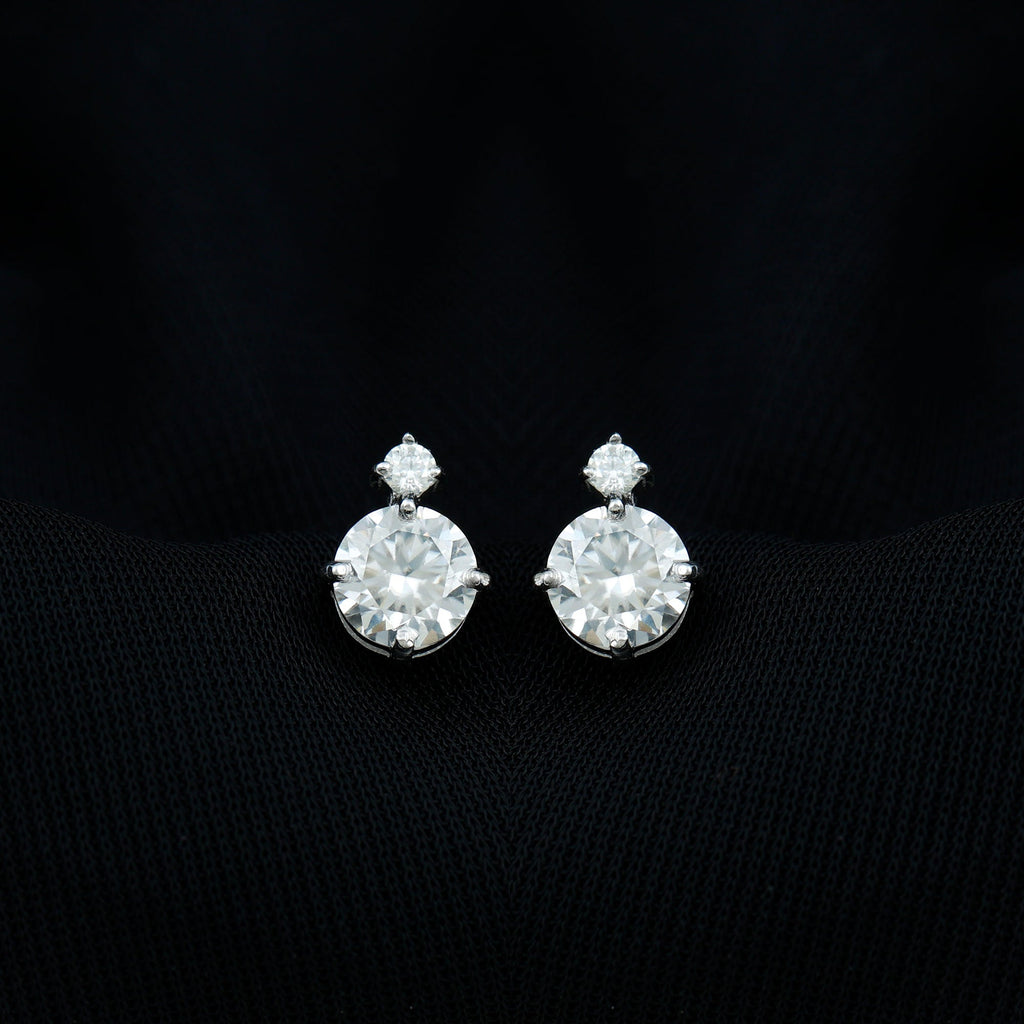Lab 6 MM Round Diamond Solitaire Stud Earrings