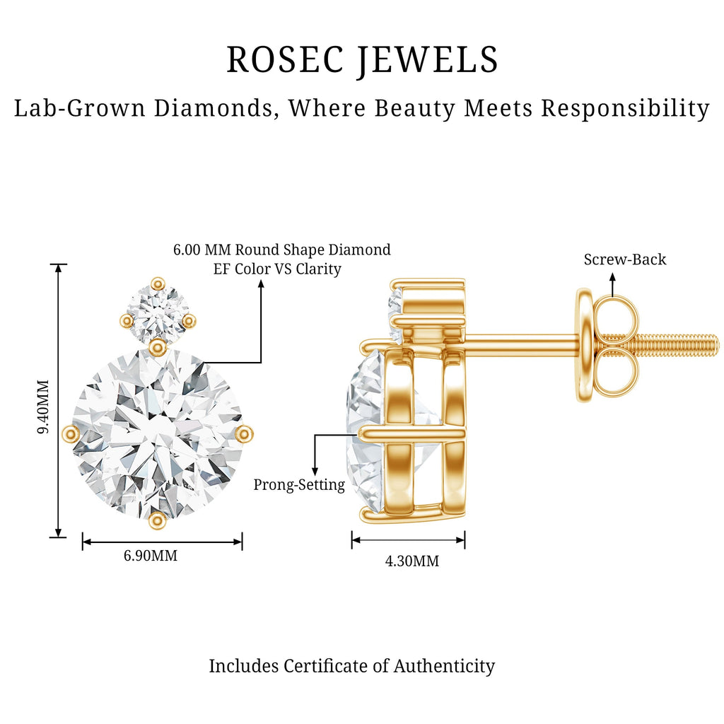 Lab 6 MM Round Diamond Solitaire Stud Earrings