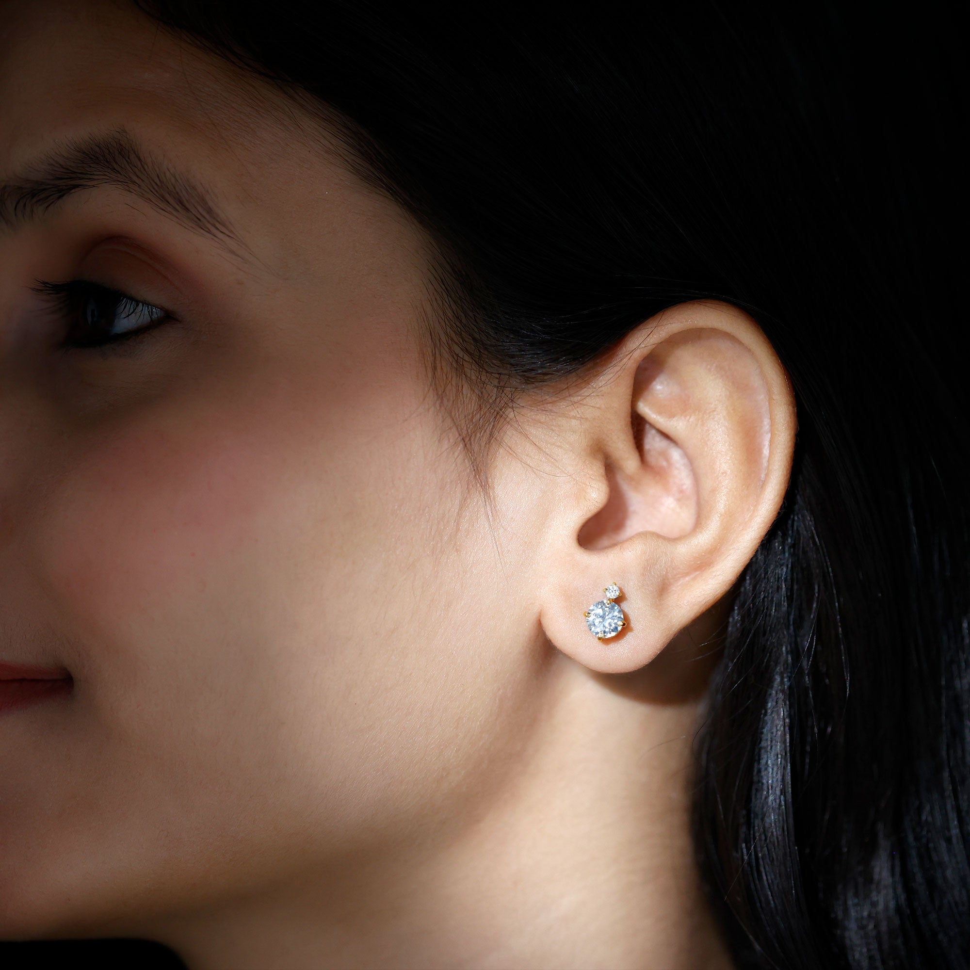 Lab 6 MM Round Diamond Solitaire Stud Earrings