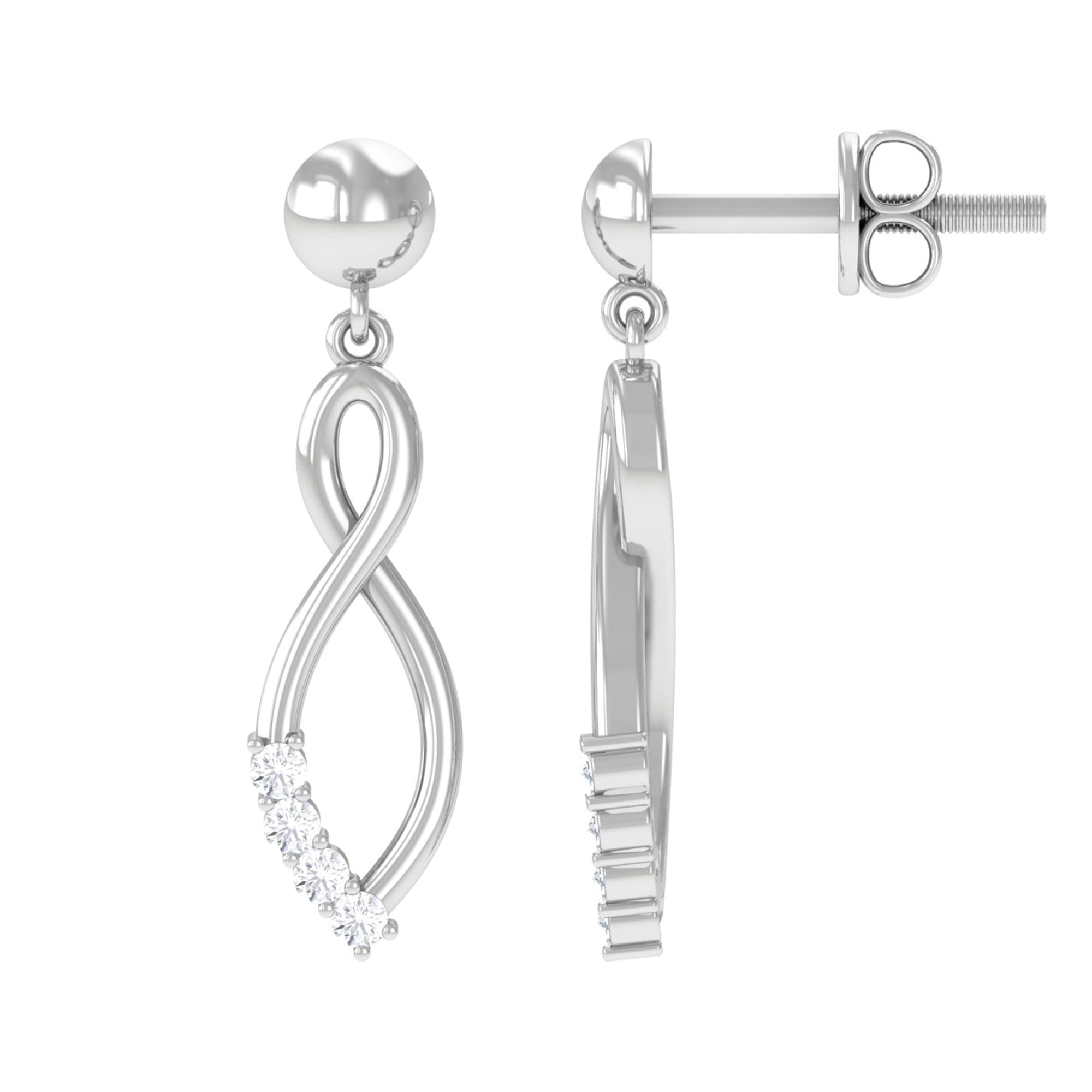 Certified Moissanite Infinity Drop Earrings with Screw Back