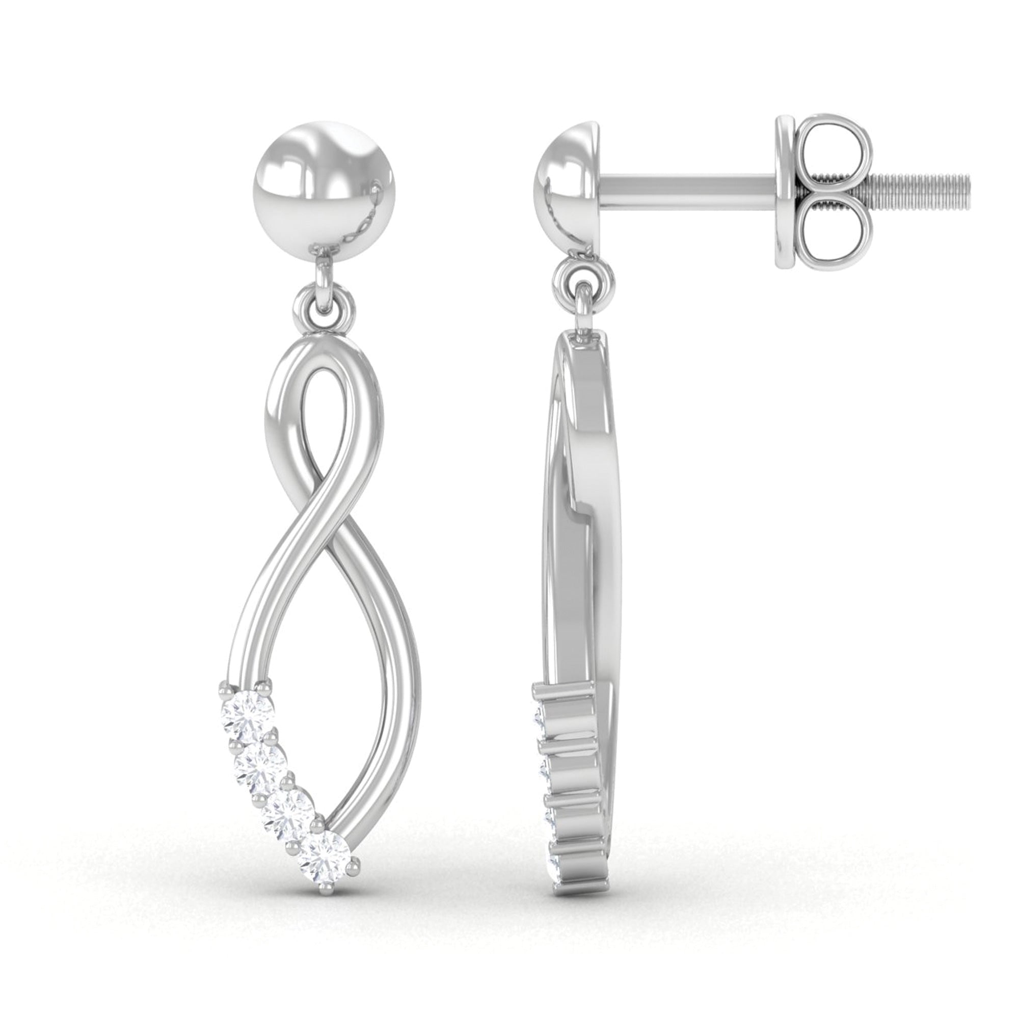 Certified Moissanite Infinity Drop Earrings with Screw Back