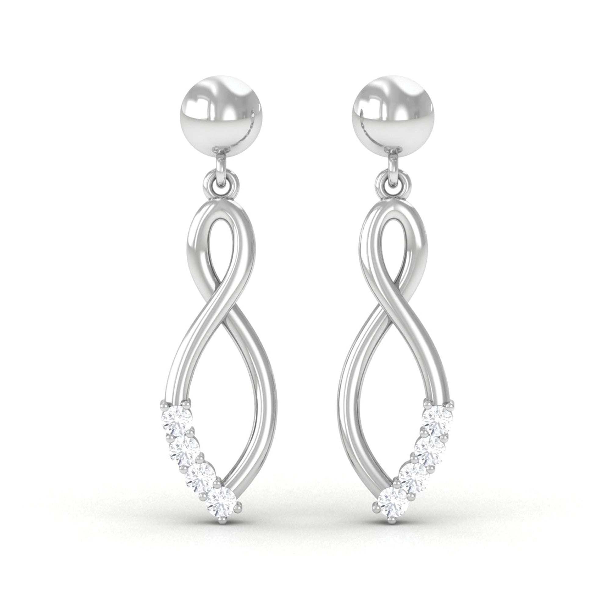 Certified Moissanite Infinity Drop Earrings with Screw Back