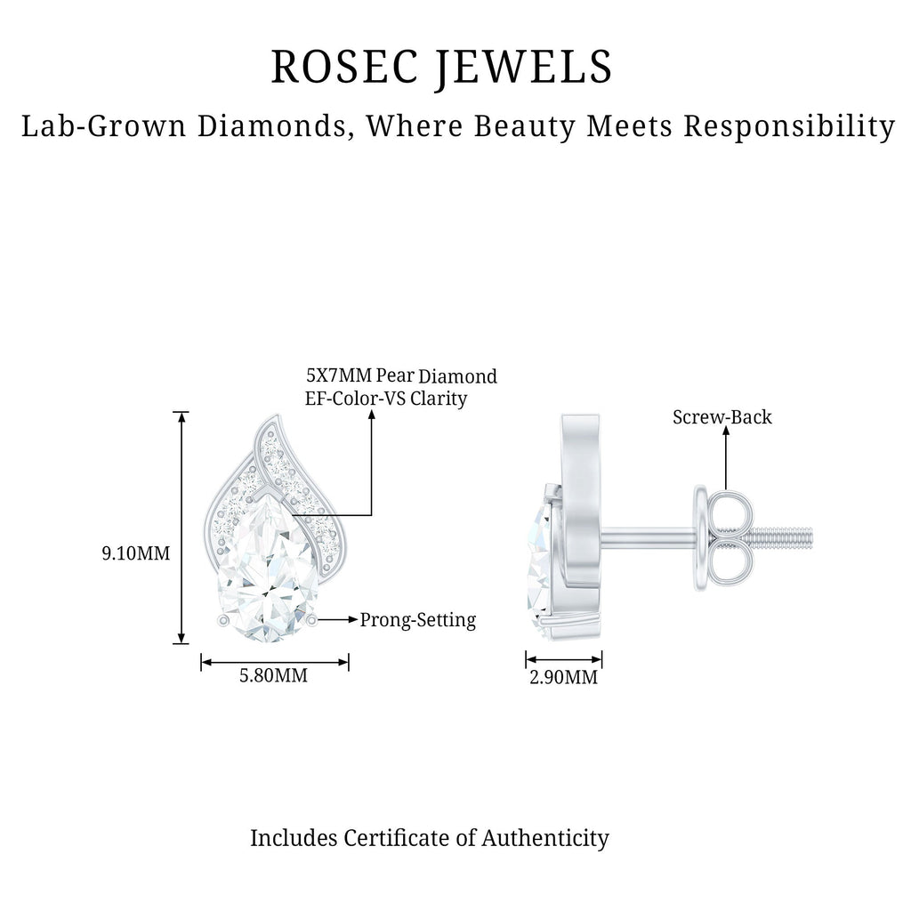 Pear Shape Lab Grown Diamond Classic Stud Earrings