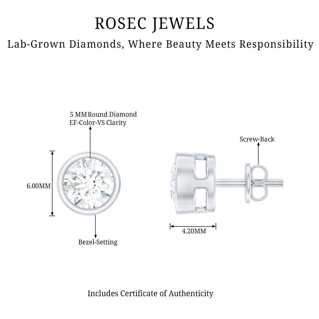 Simple Solitaire Stud Earrings with Lab Grown Diamond