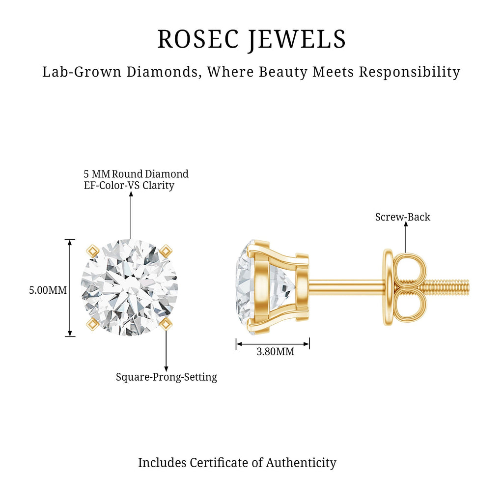 Brilliant Cut Lab Grown Diamond 1 Carat Stud Earrings