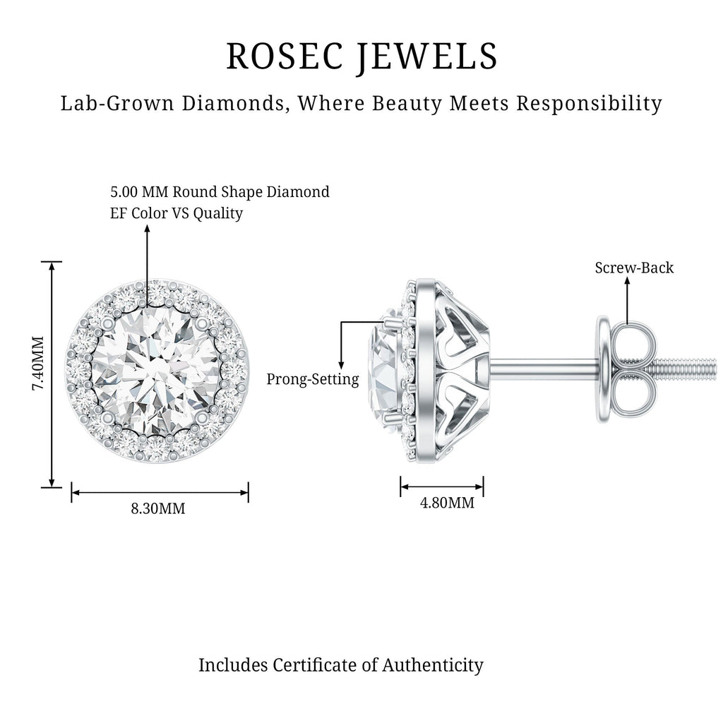 Classic Lab Grown Diamond Stud Earrings with Halo