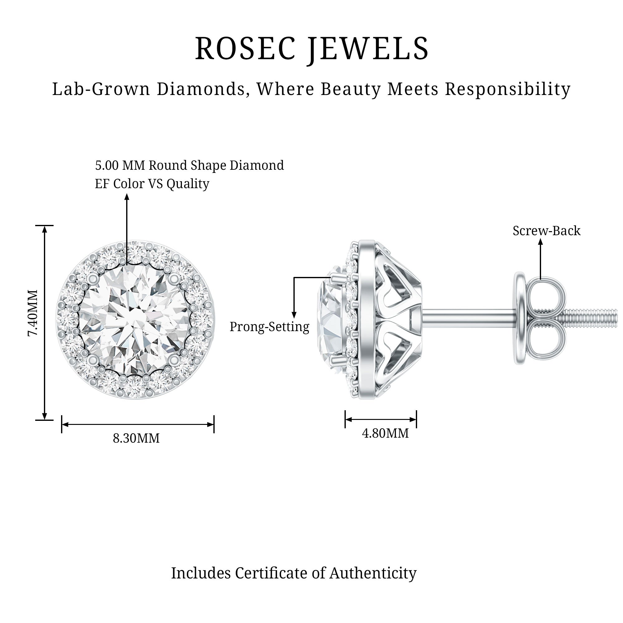 Classic Lab Grown Diamond Stud Earrings with Halo
