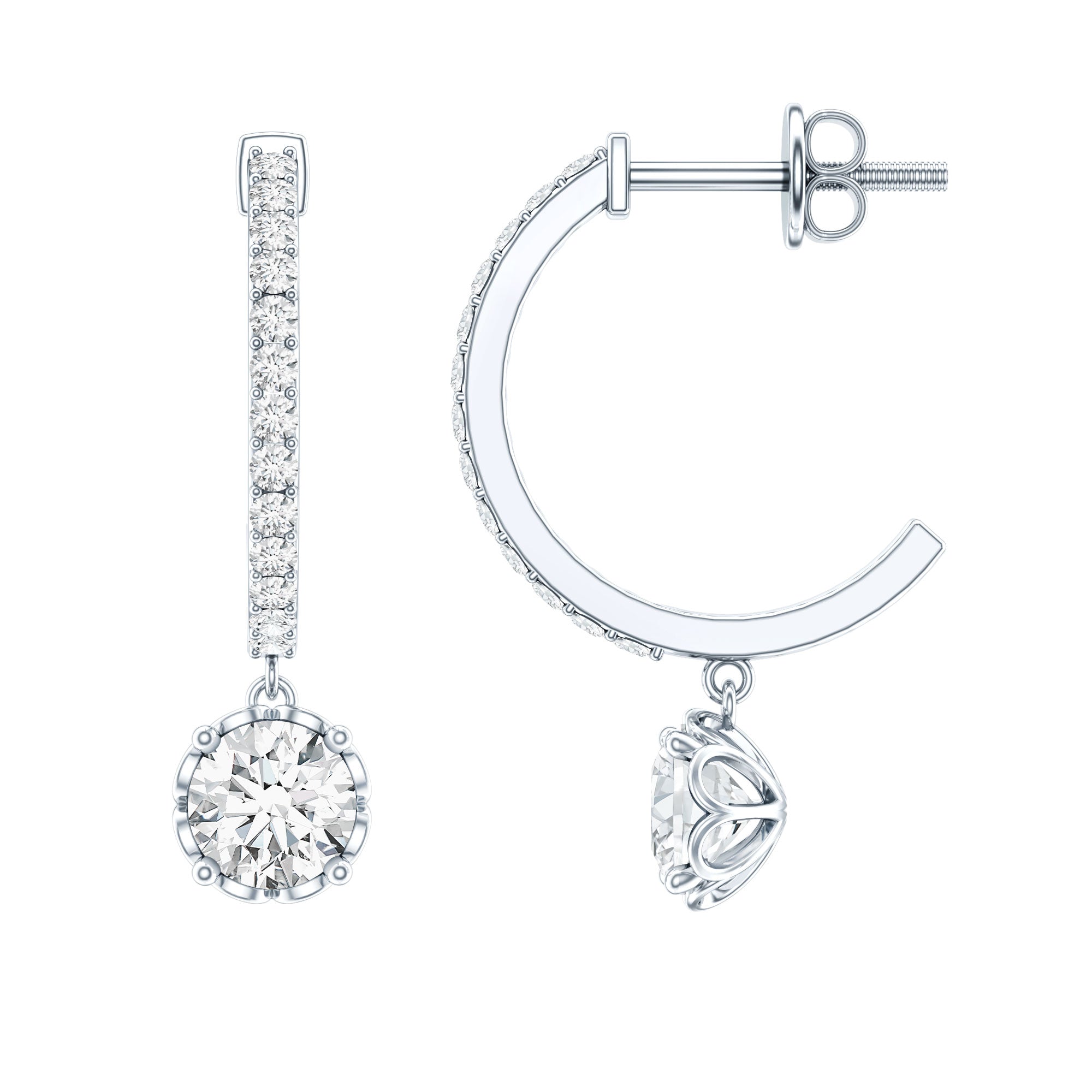 Lab Grown Diamond Minimal Hoop Drop Earrings