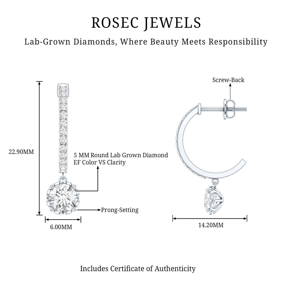 Lab Grown Diamond Minimal Hoop Drop Earrings