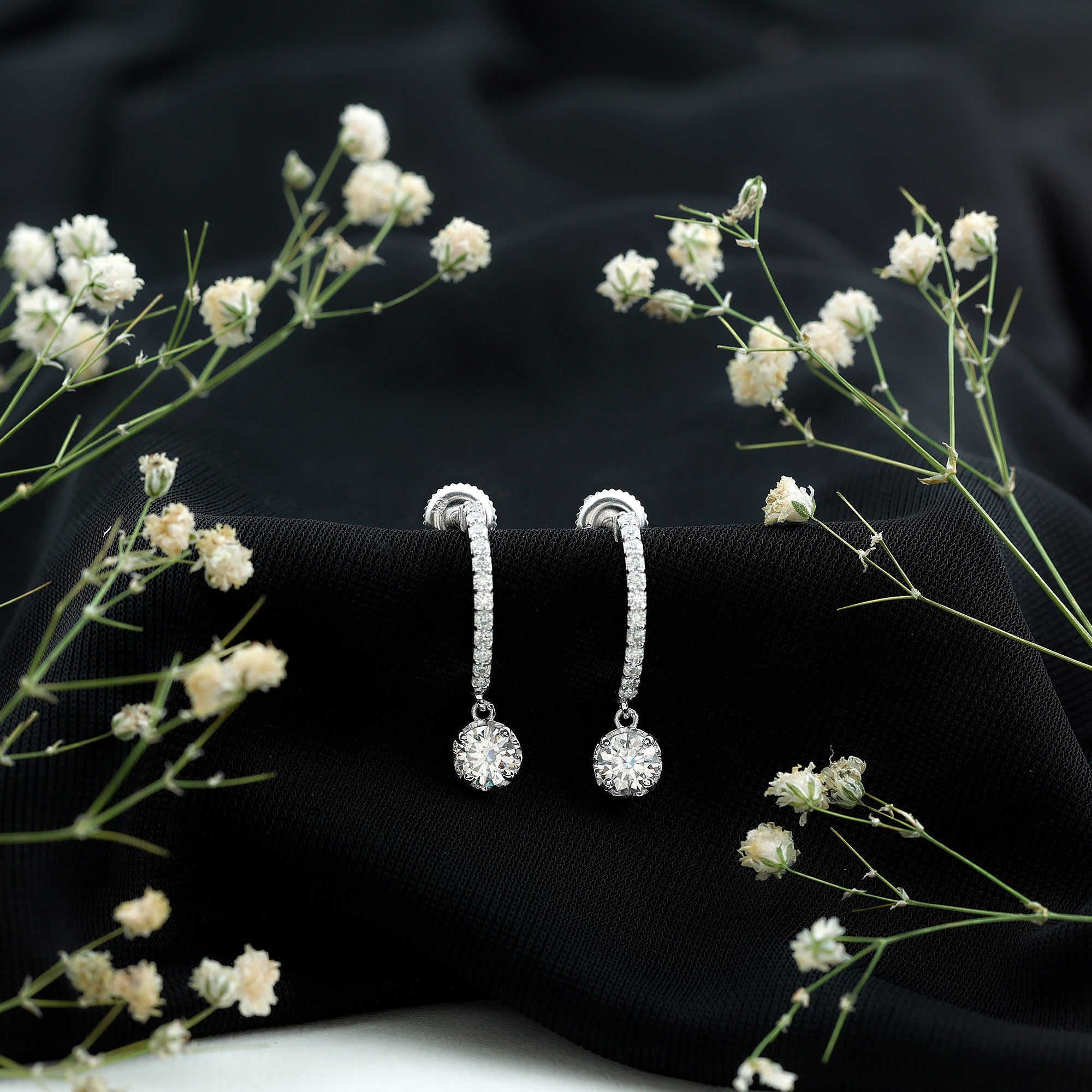 Lab Grown Diamond Minimal Hoop Drop Earrings