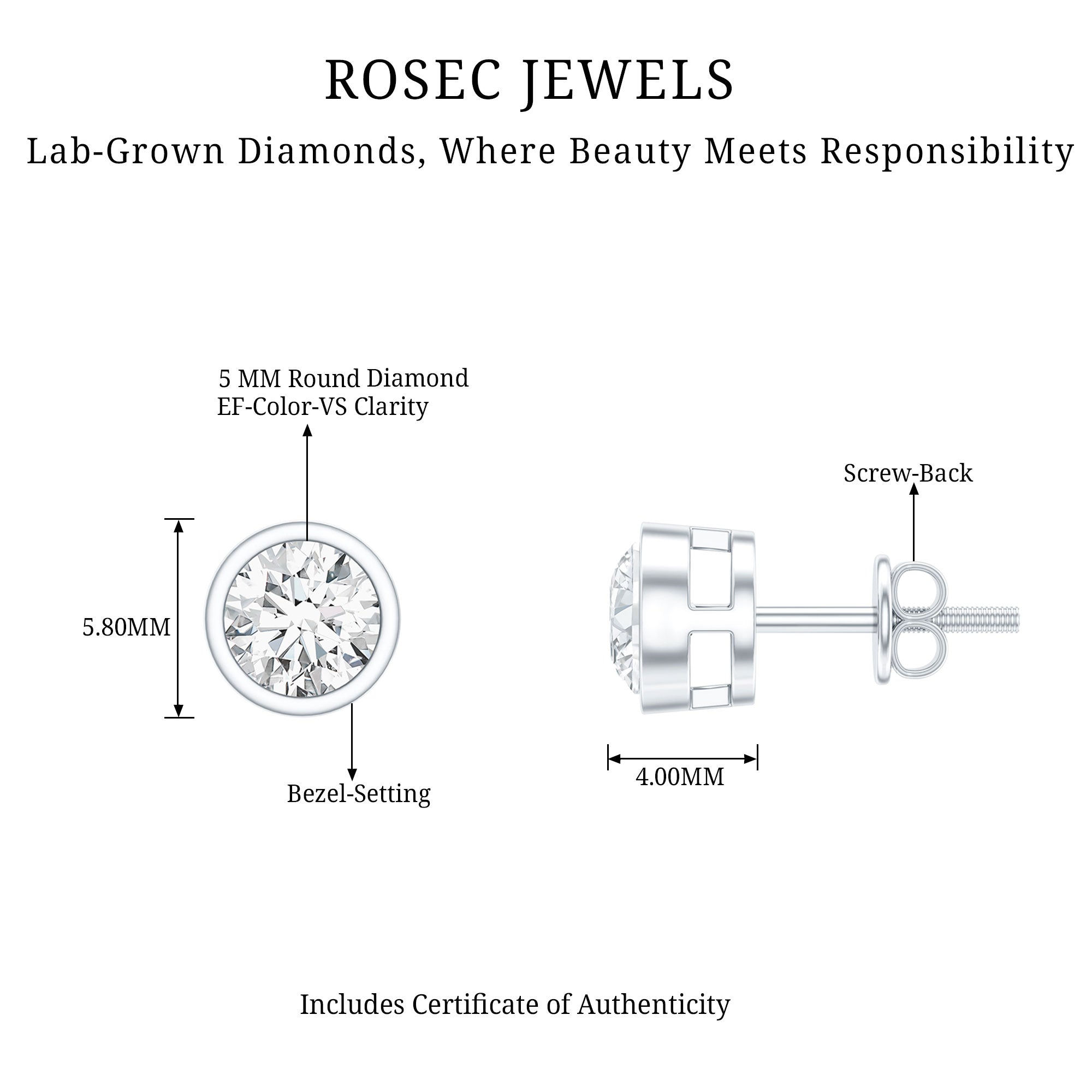 Solitaire Lab Grown Diamond Dainty Stud Earrings