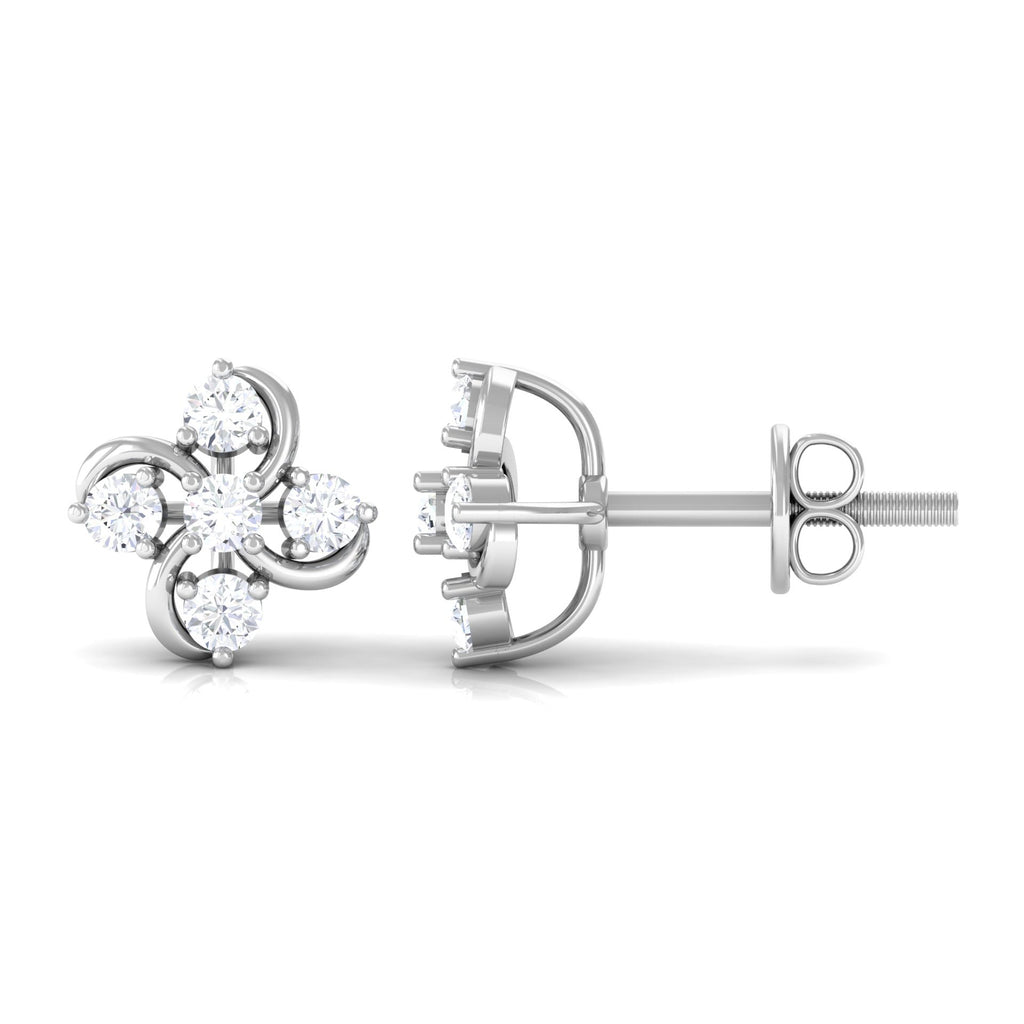 Diamond Flower Cluster Earrings For Women