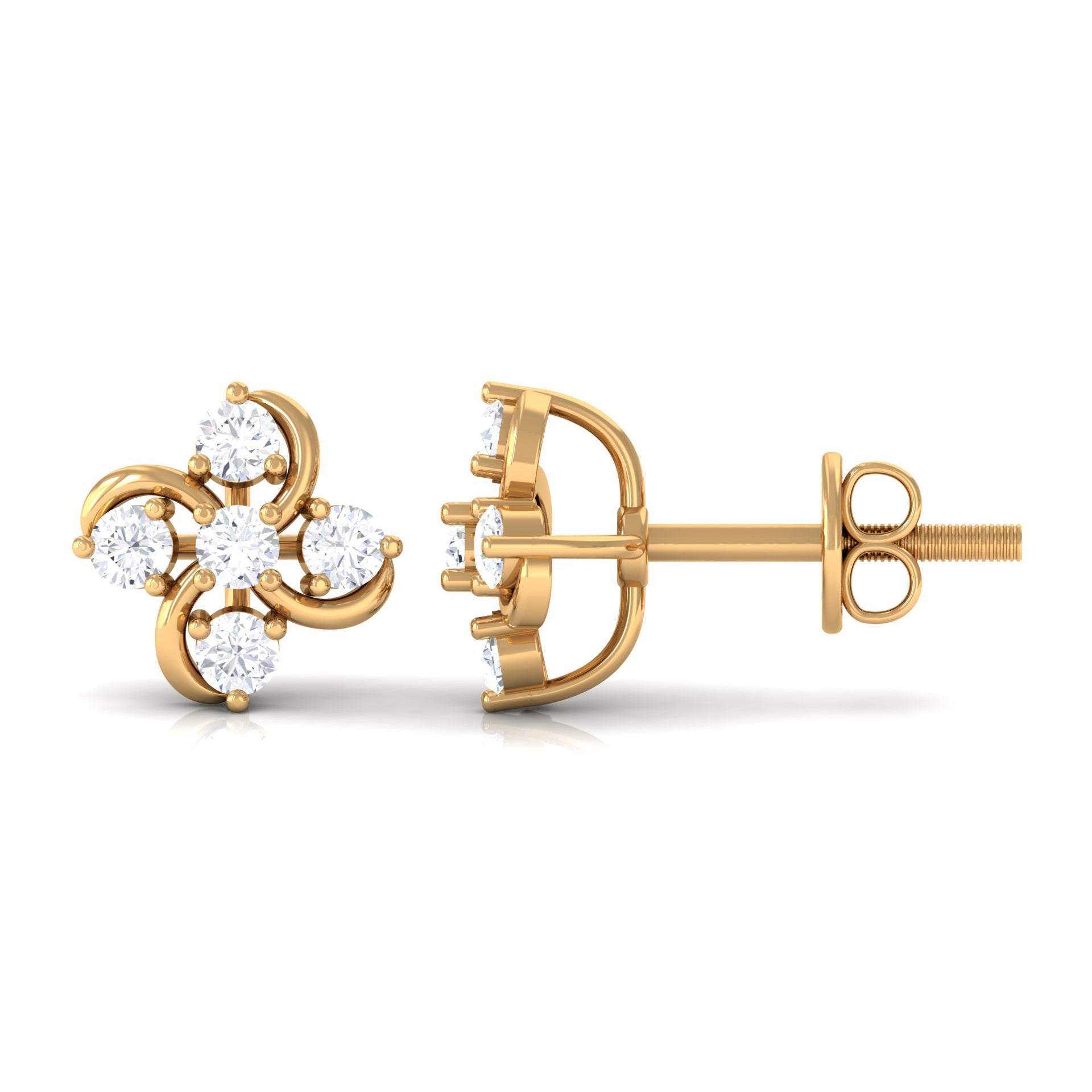 Diamond Flower Cluster Earrings For Women