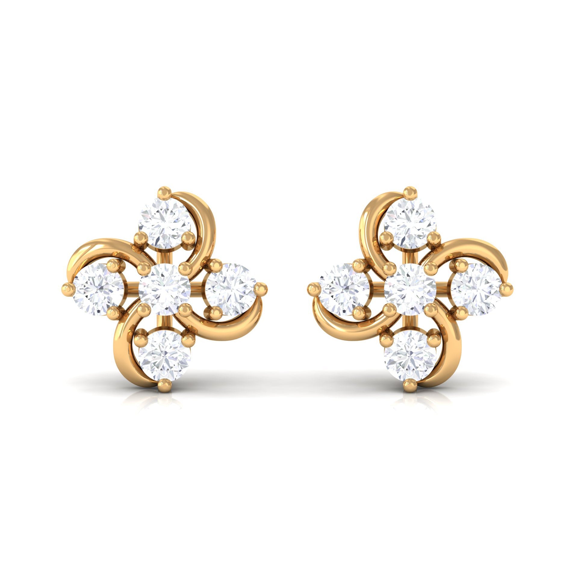 Diamond Flower Cluster Earrings For Women