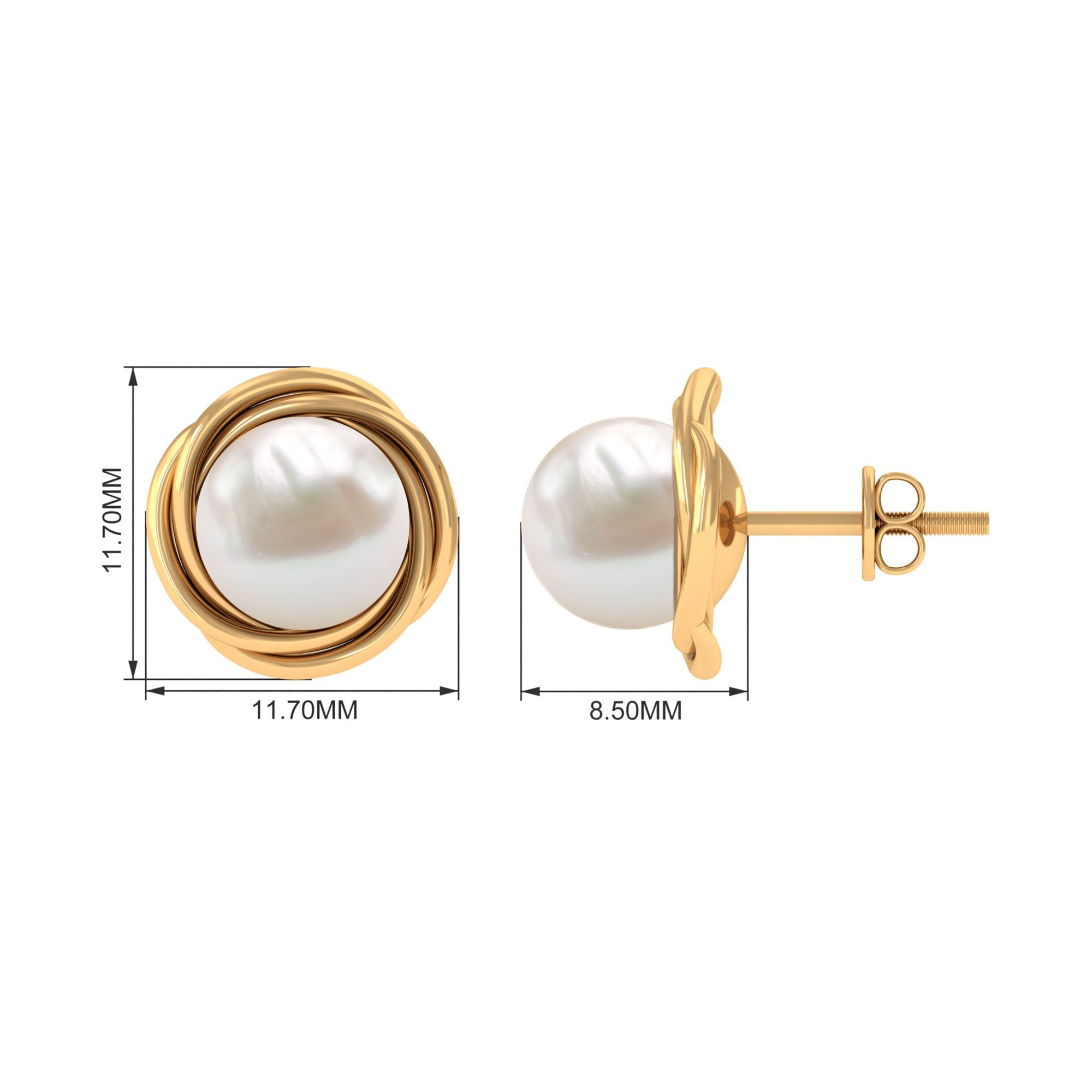 Genuine Freshwater Pearl Swirl Earrings with Screw Back