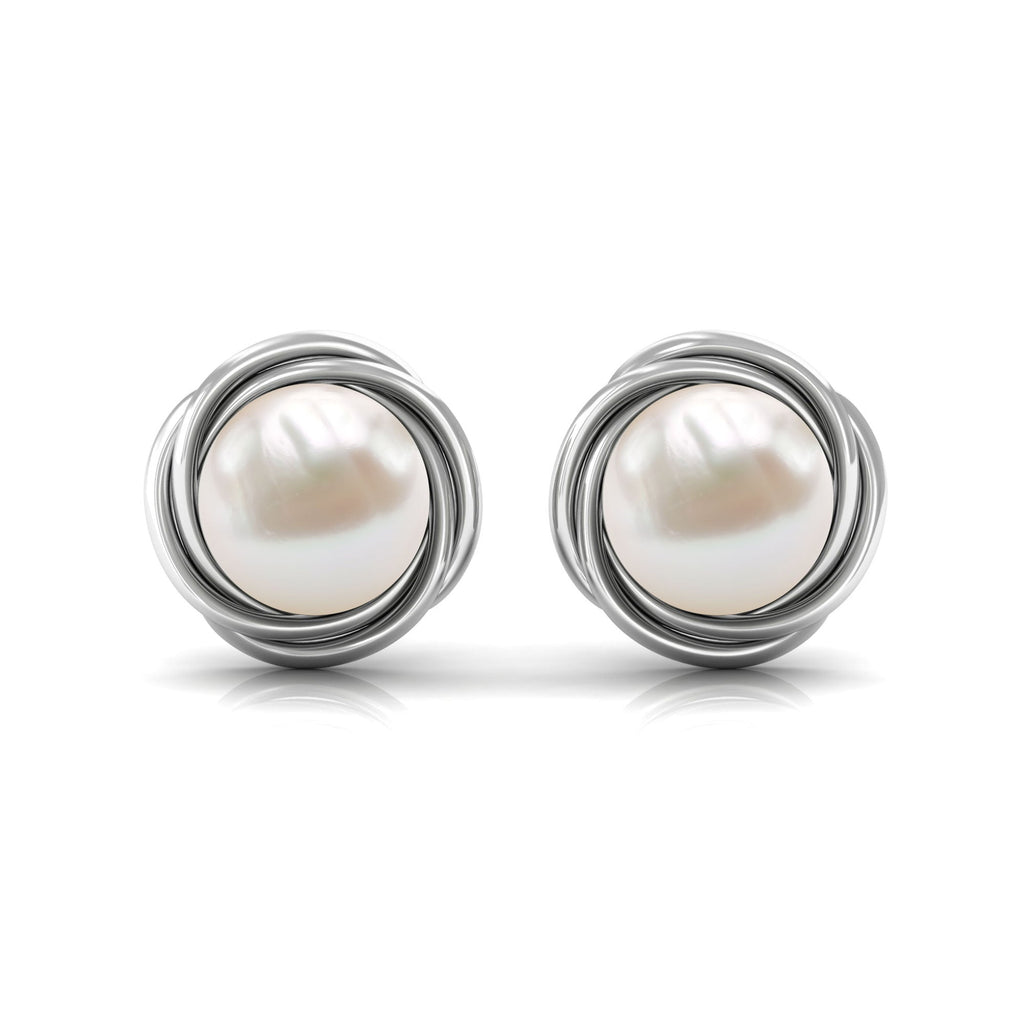 Genuine Freshwater Pearl Swirl Earrings with Screw Back